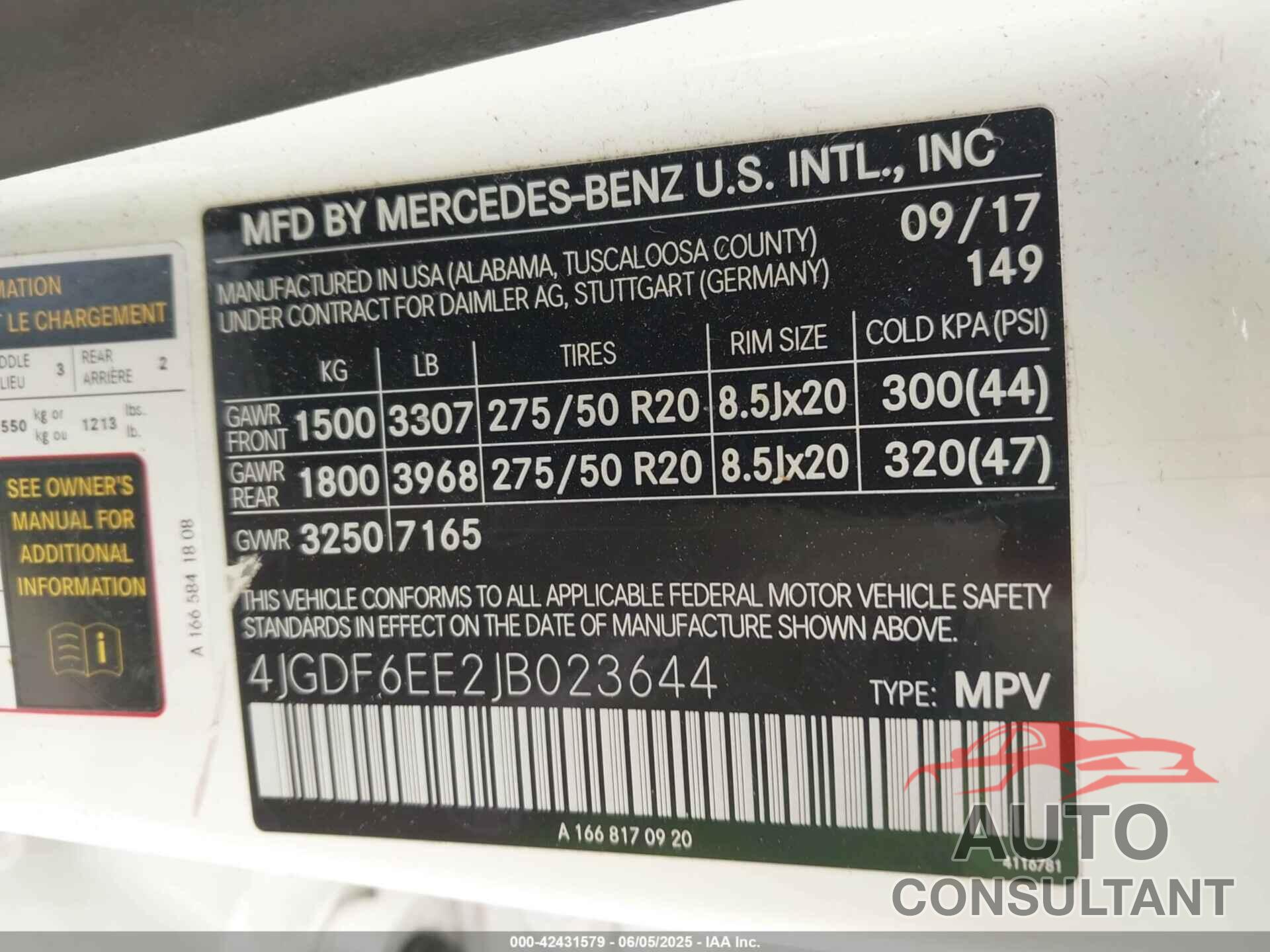 MERCEDES-BENZ GLS 450 2018 - 4JGDF6EE2JB023644