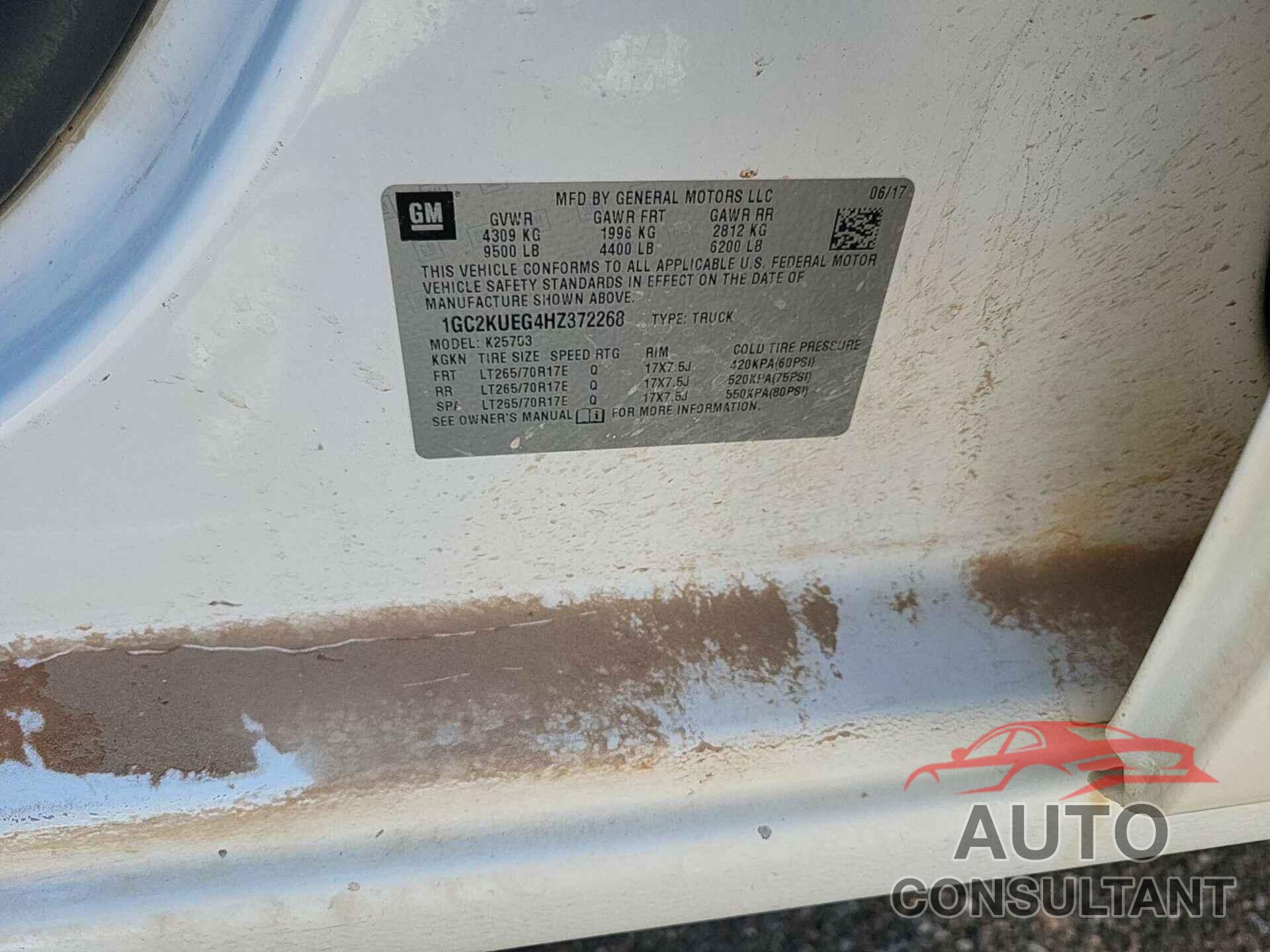 CHEVROLET SILVERADO 2500HD 2017 - 1GC2KUEG4HZ372268