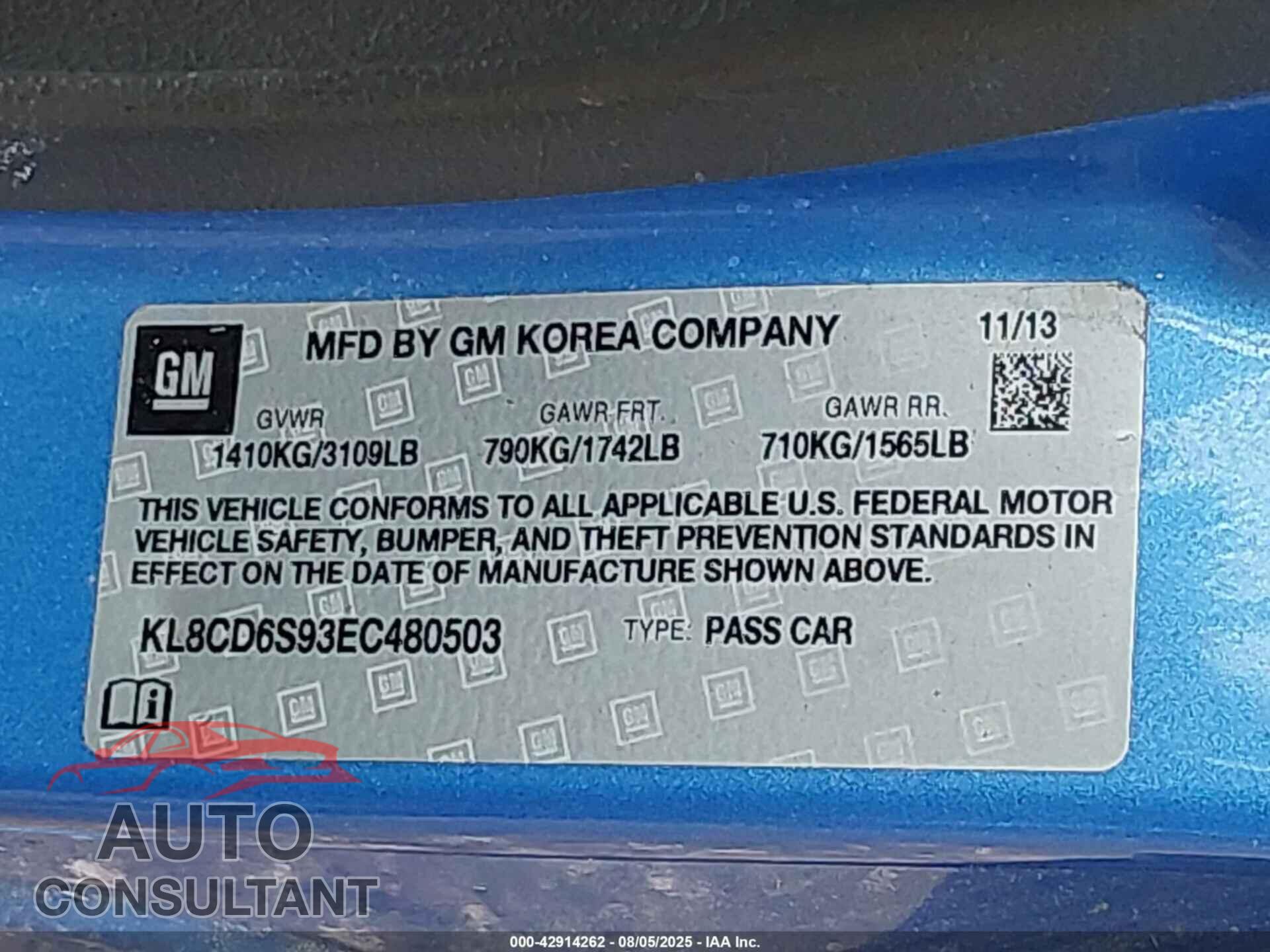 CHEVROLET SPARK 2014 - KL8CD6S93EC480503