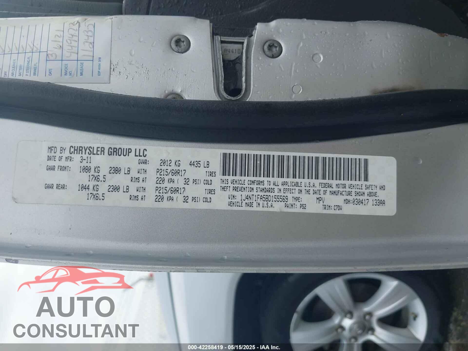 JEEP COMPASS 2011 - 1J4NT1FA5BD155569