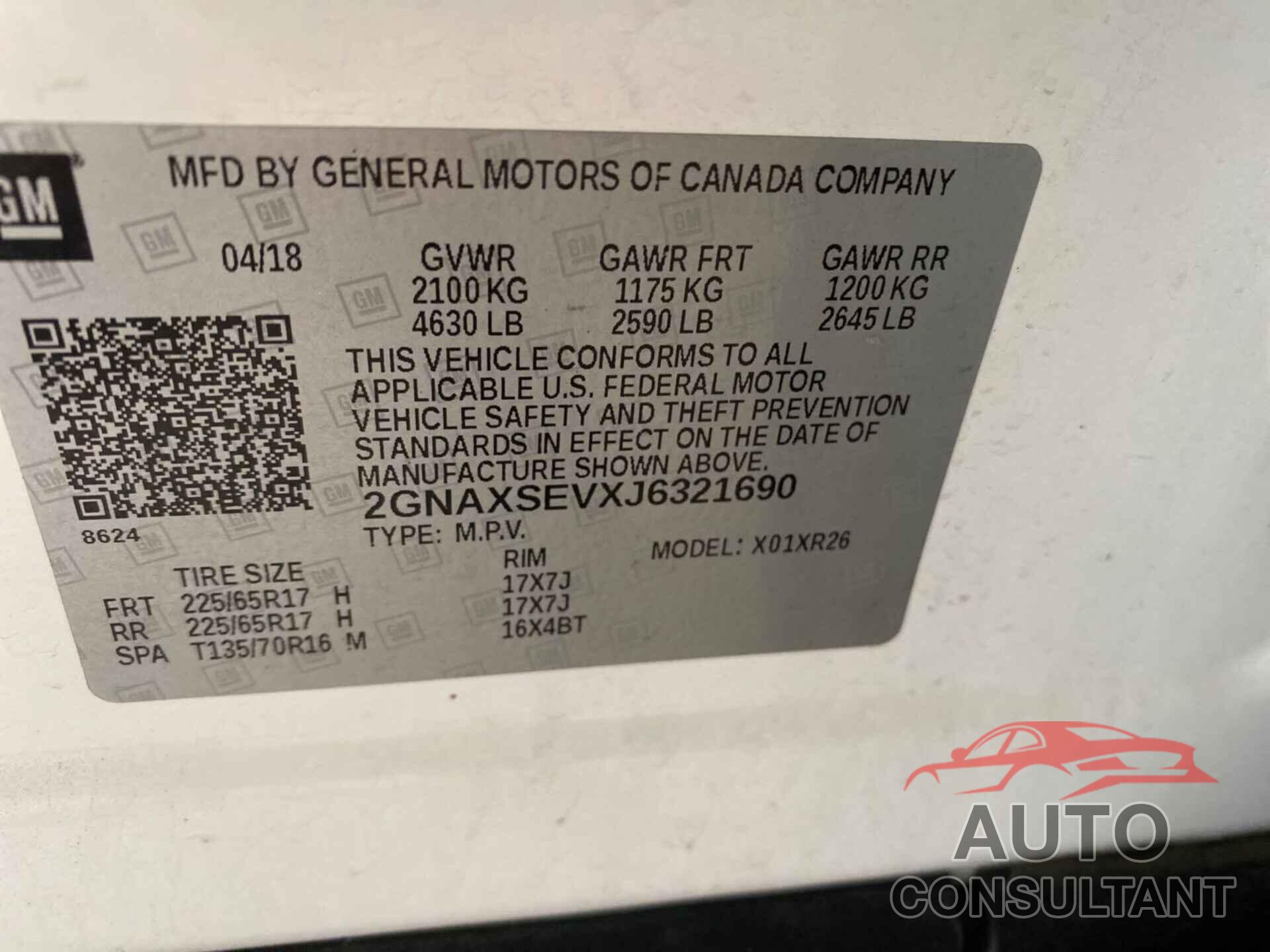 CHEVROLET EQUINOX 2018 - 2GNAXSEVXJ6321690