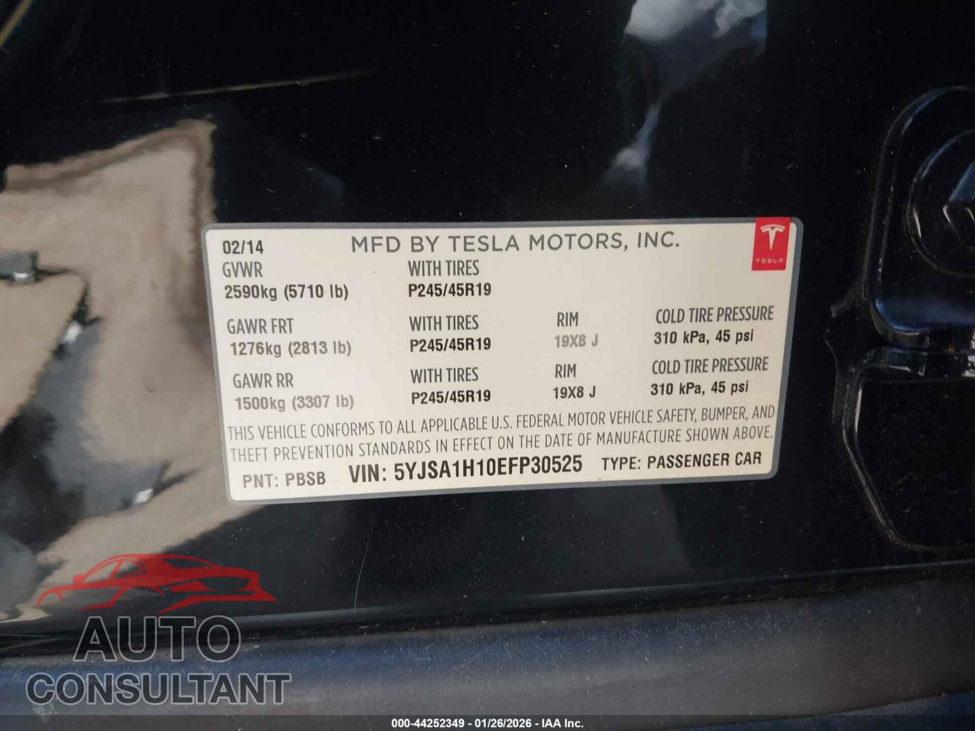 TESLA MODEL S 2014 - 5YJSA1H10EFP30525