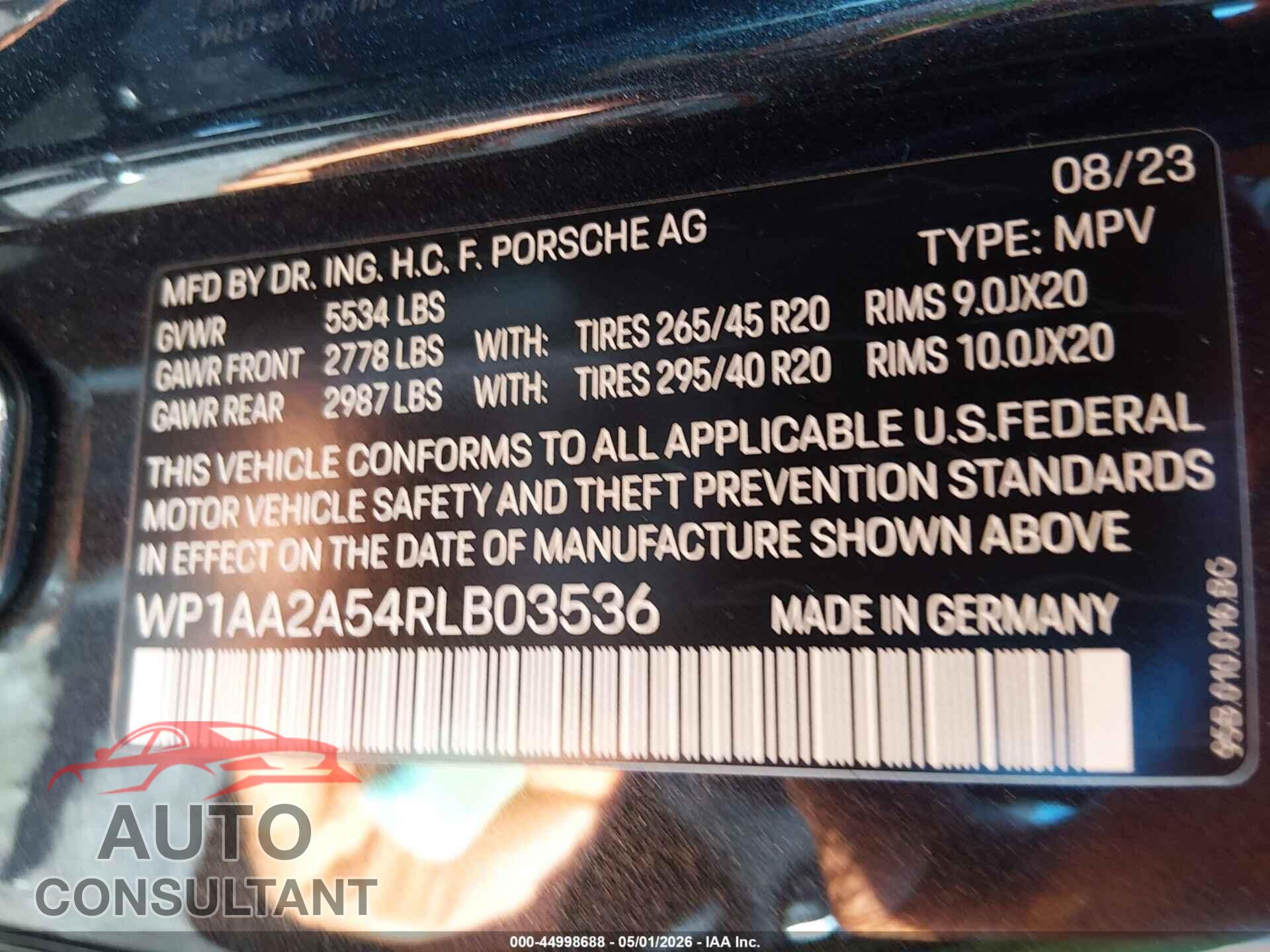 PORSCHE MACAN 2024 - WP1AA2A54RLB03536