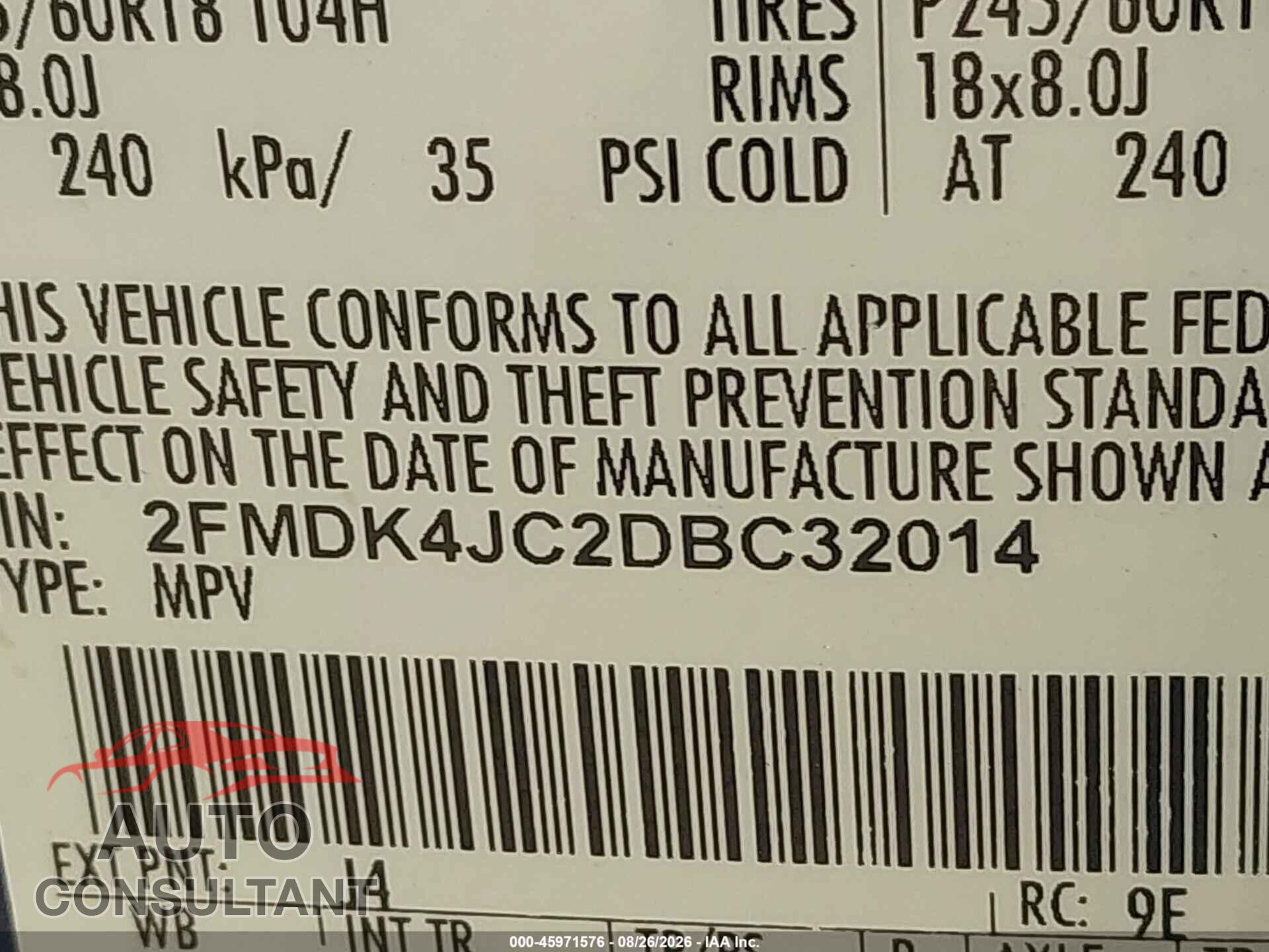 FORD EDGE 2013 - 2FMDK4JC2DBC32014