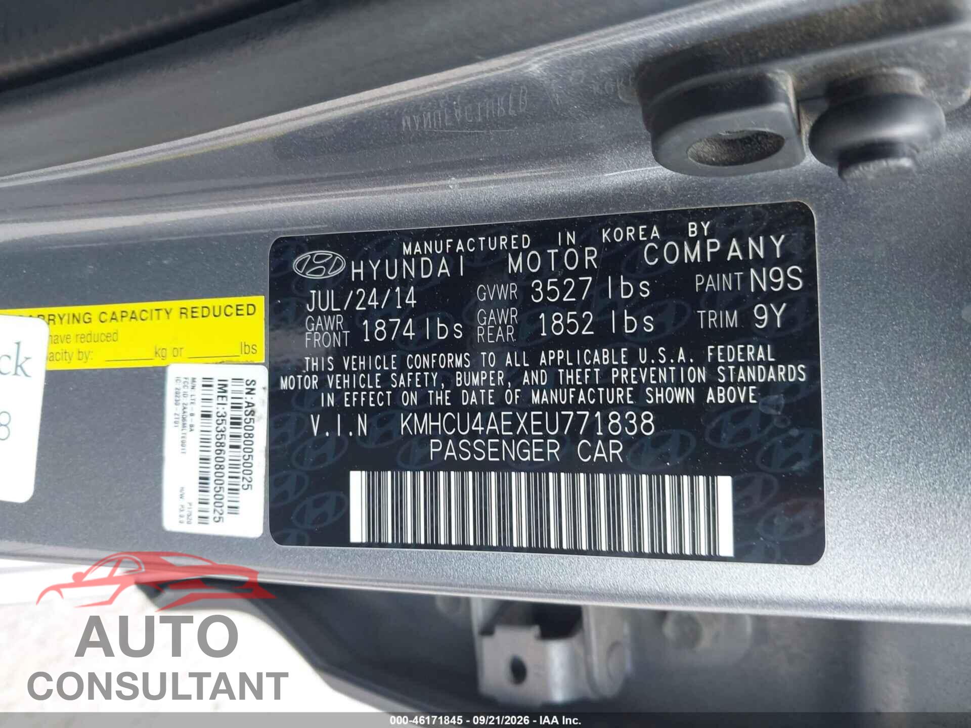 HYUNDAI ACCENT 2014 - KMHCU4AEXEU771838