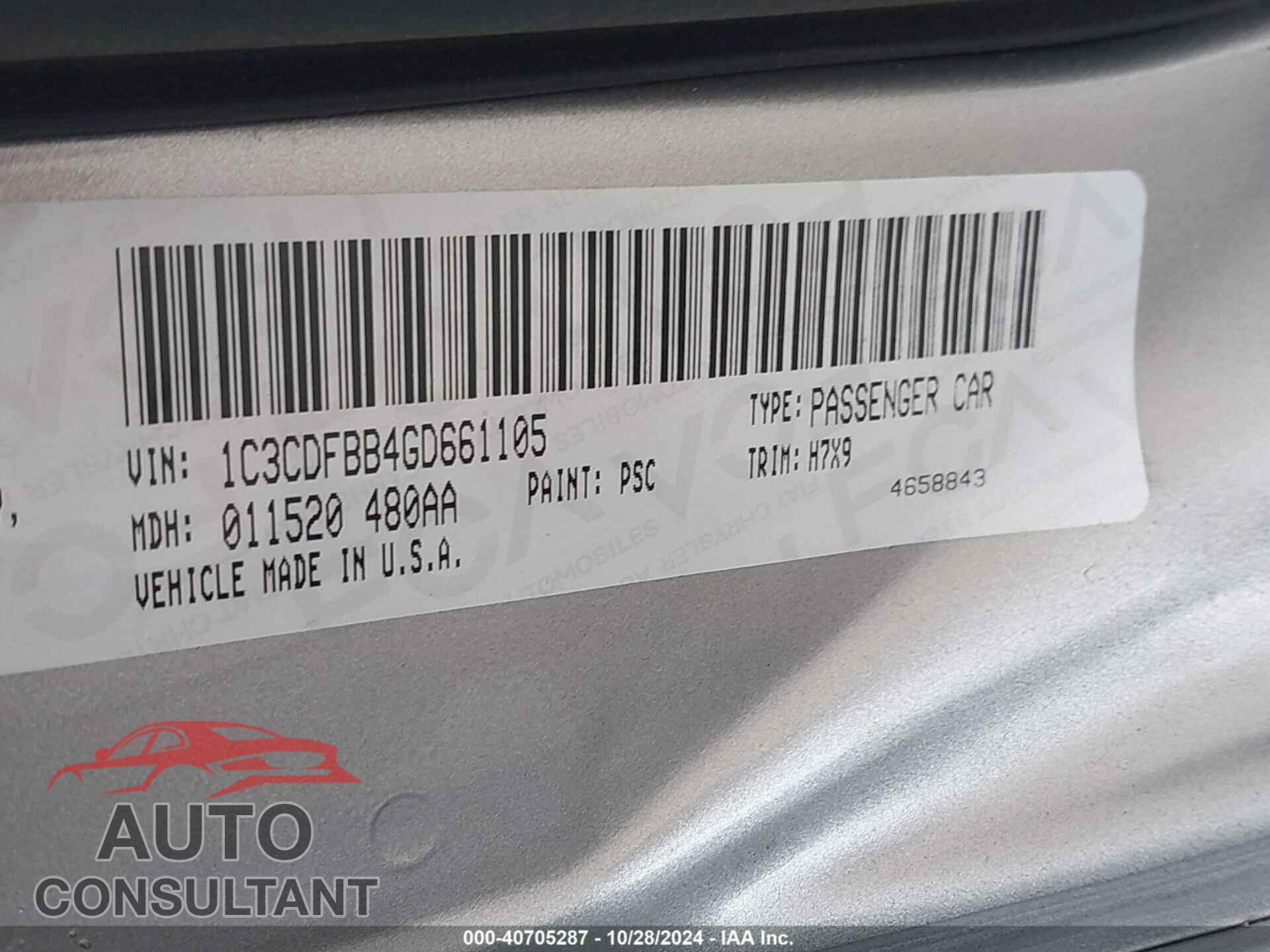 DODGE DART 2016 - 1C3CDFBB4GD661105