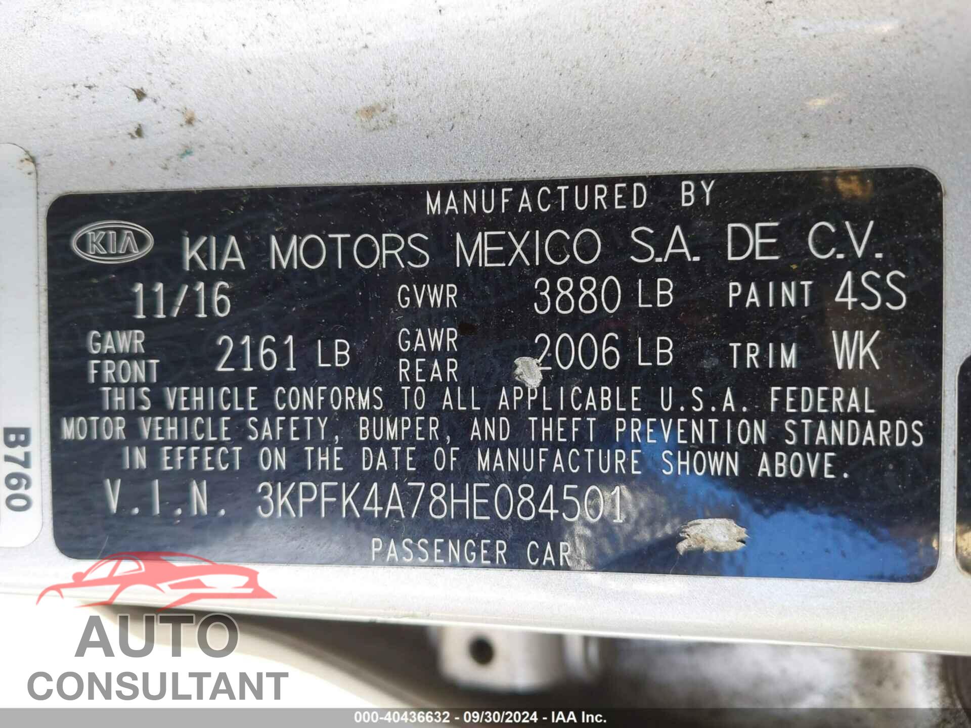 KIA FORTE 2017 - 3KPFK4A78HE084501