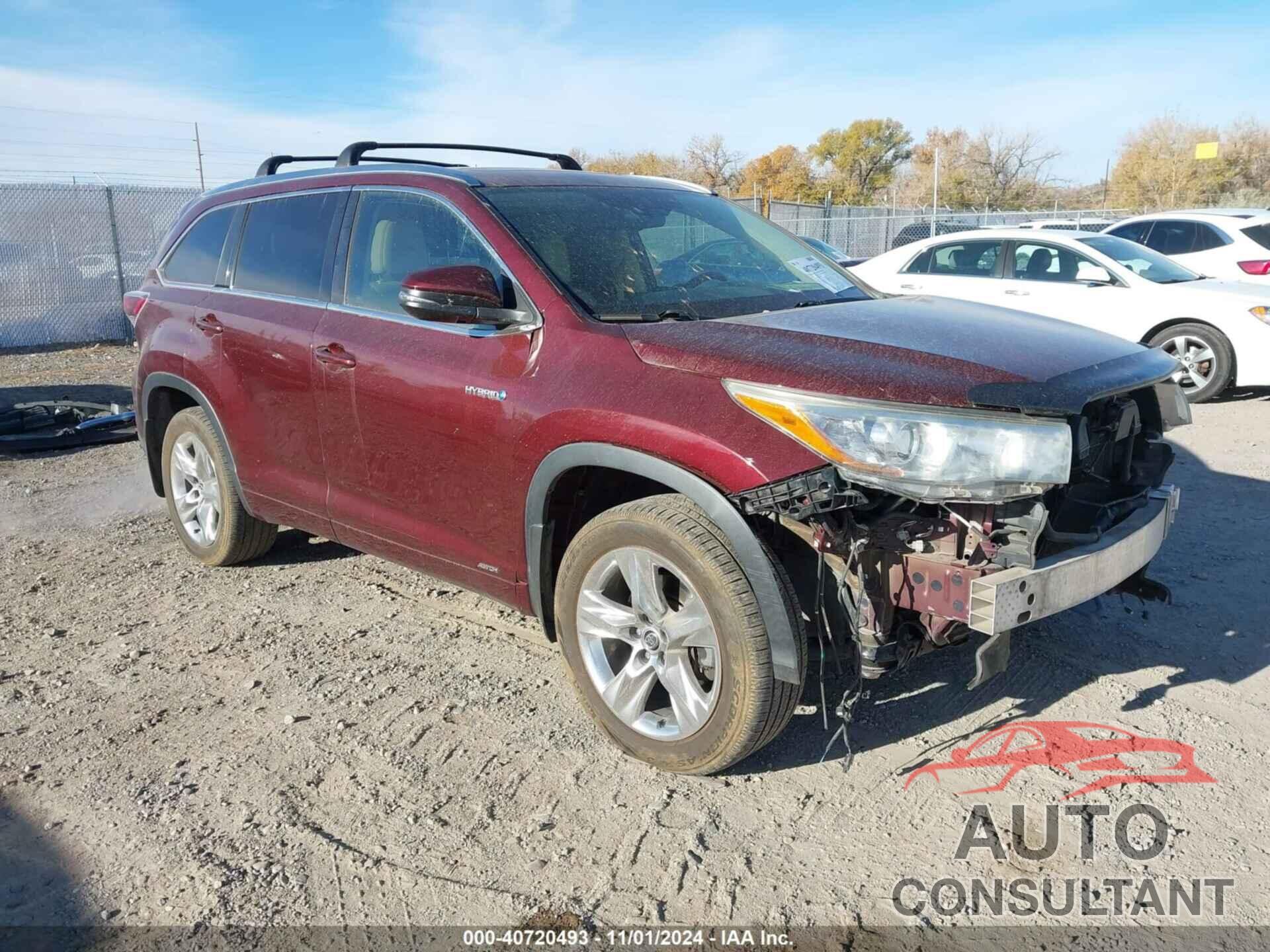 TOYOTA HIGHLANDER HYBRID 2016 - 5TDDCRFH6GS015202