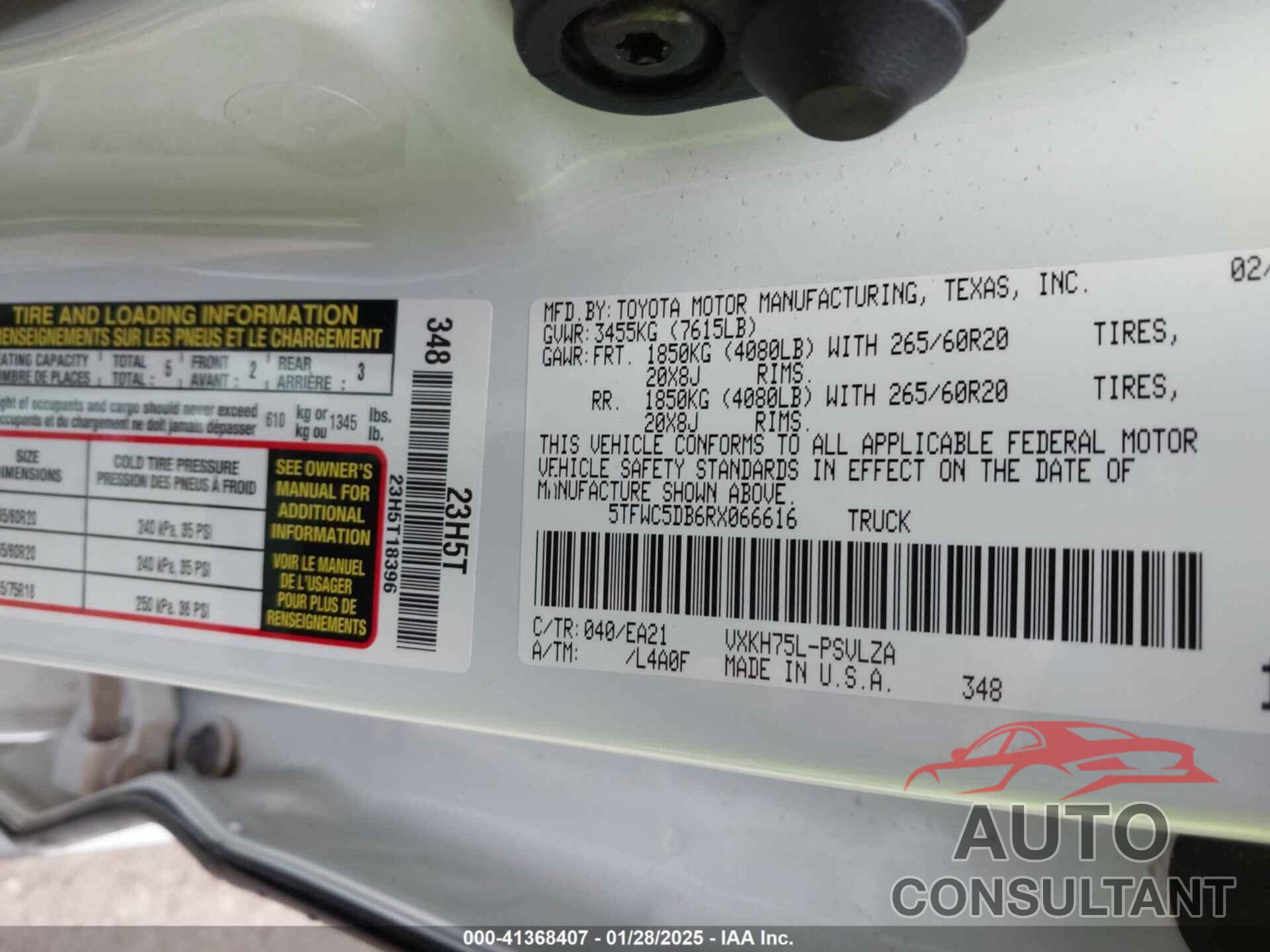 TOYOTA TUNDRA HYBRID 2024 - 5TFWC5DB6RX066616