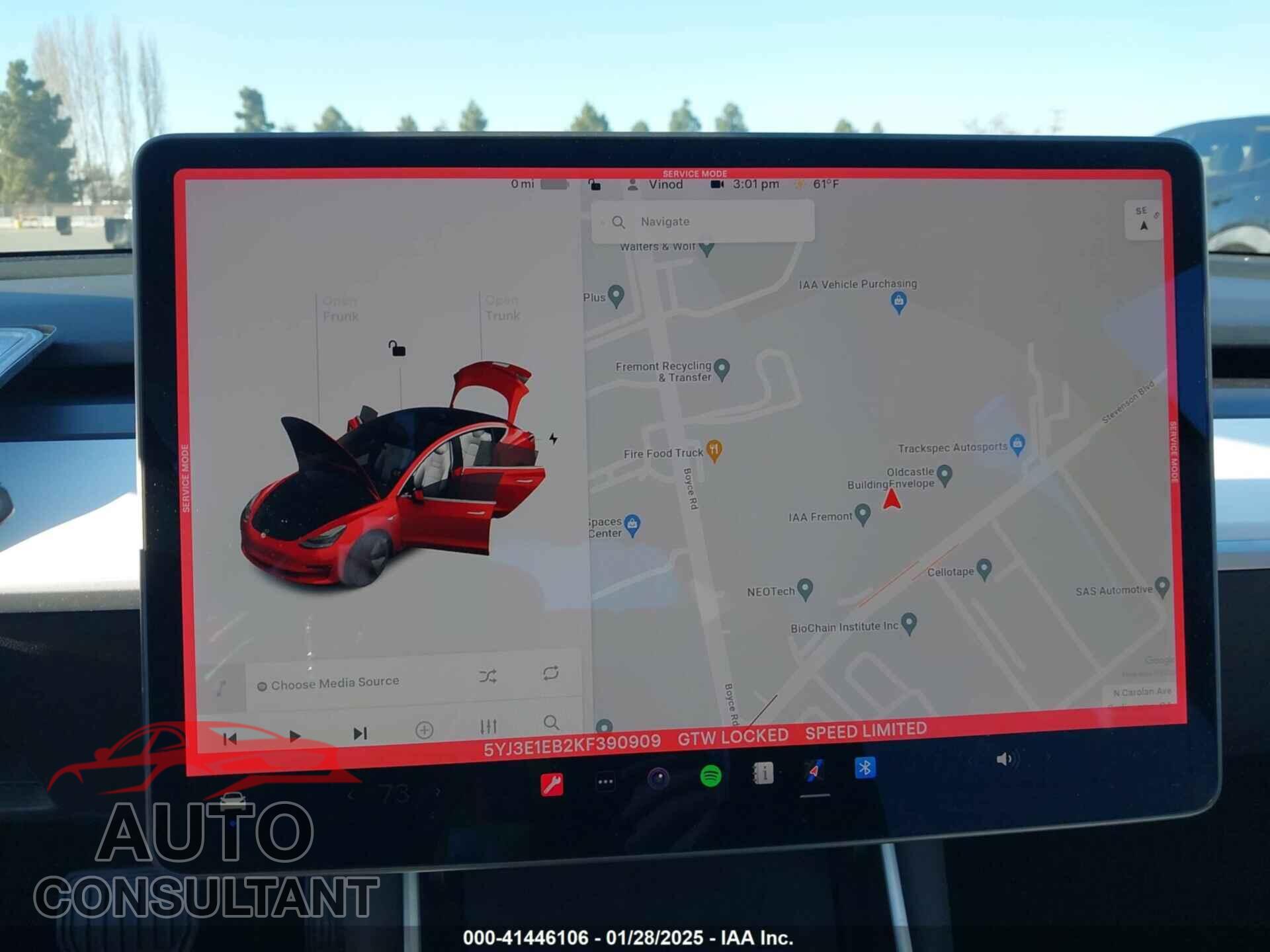 TESLA MODEL 3 2019 - 5YJ3E1EB2KF390909