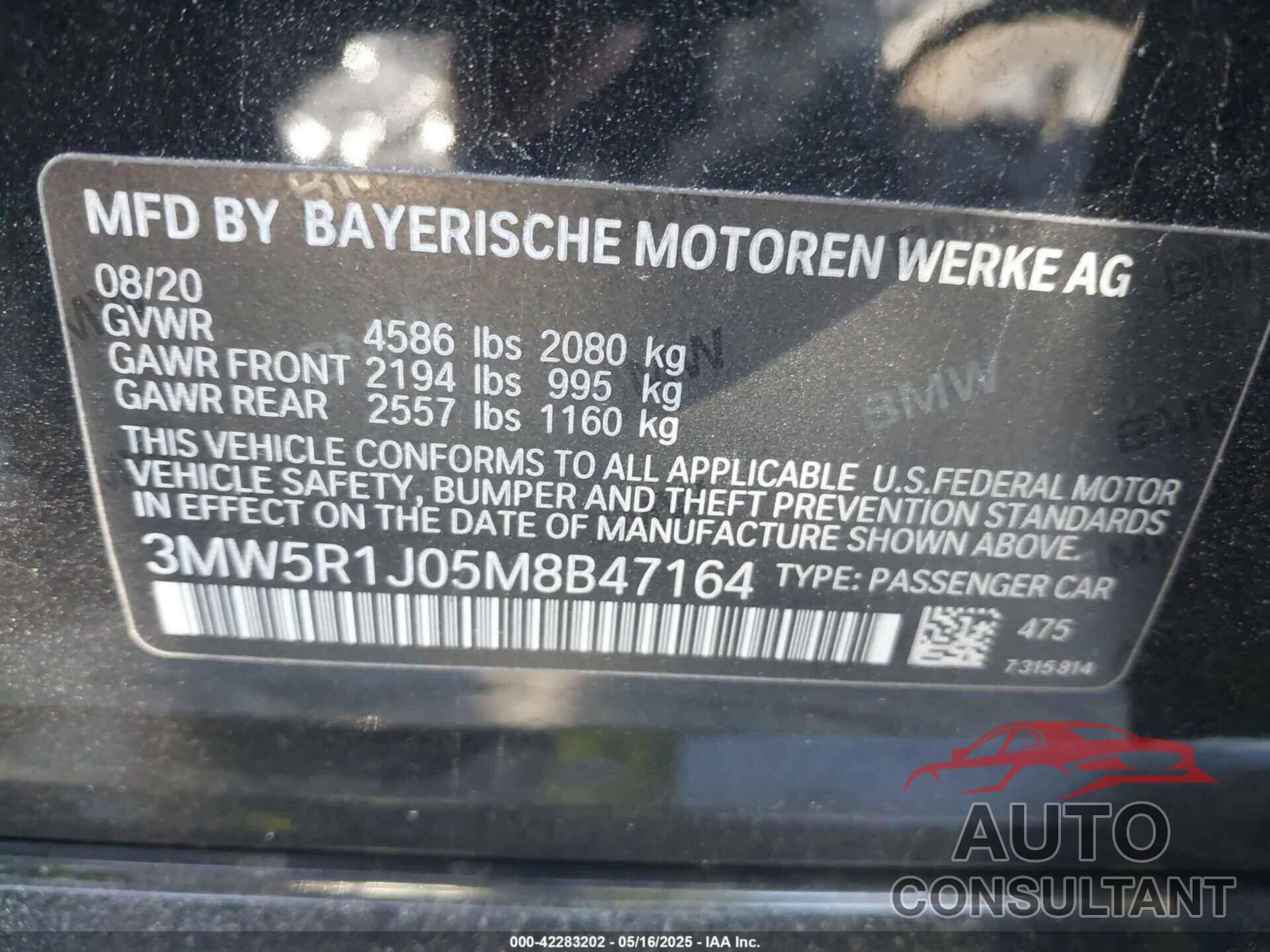 BMW 330I 2021 - 3MW5R1J05M8B47164