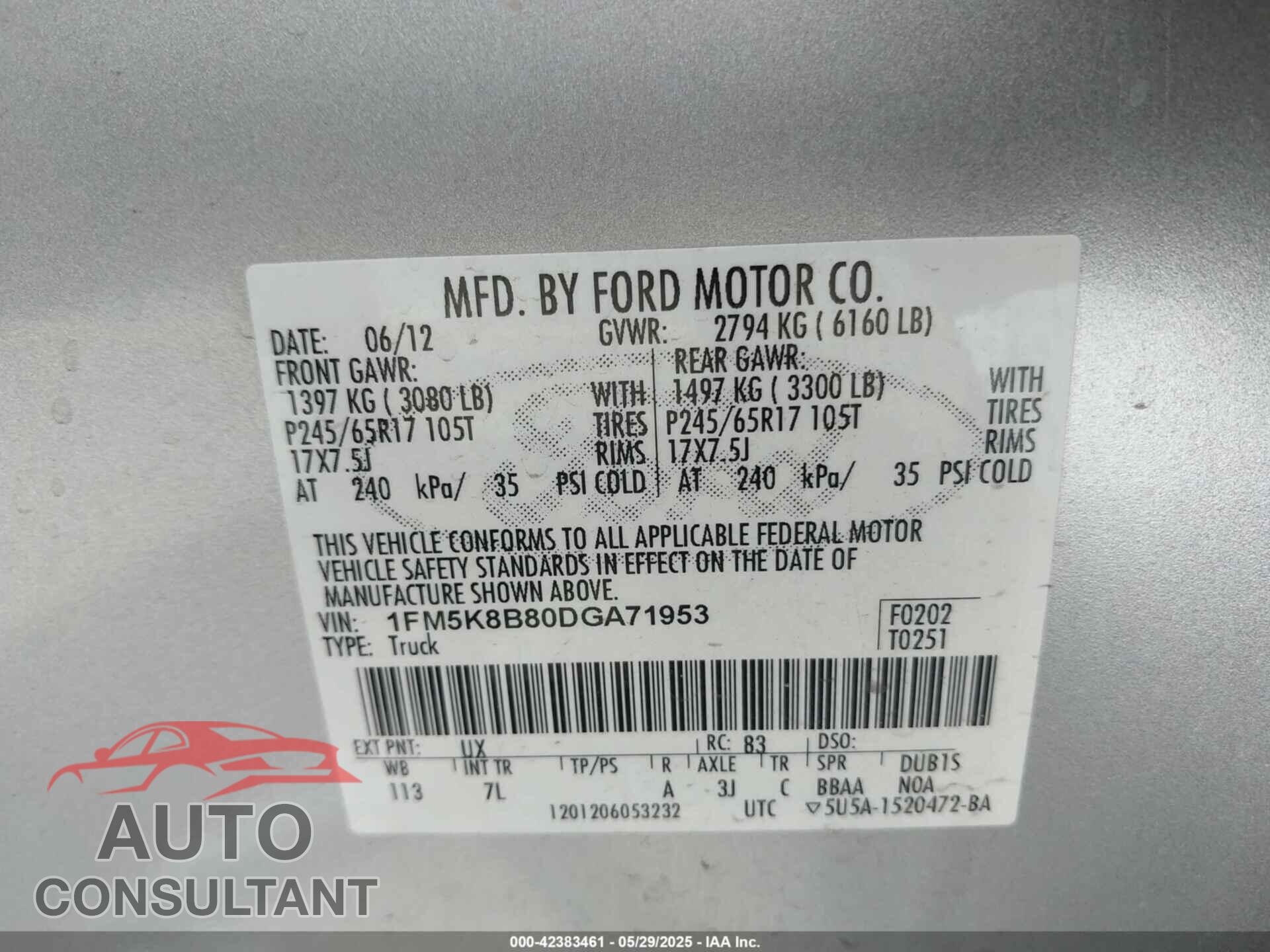 FORD EXPLORER 2013 - 1FM5K8B80DGA71953
