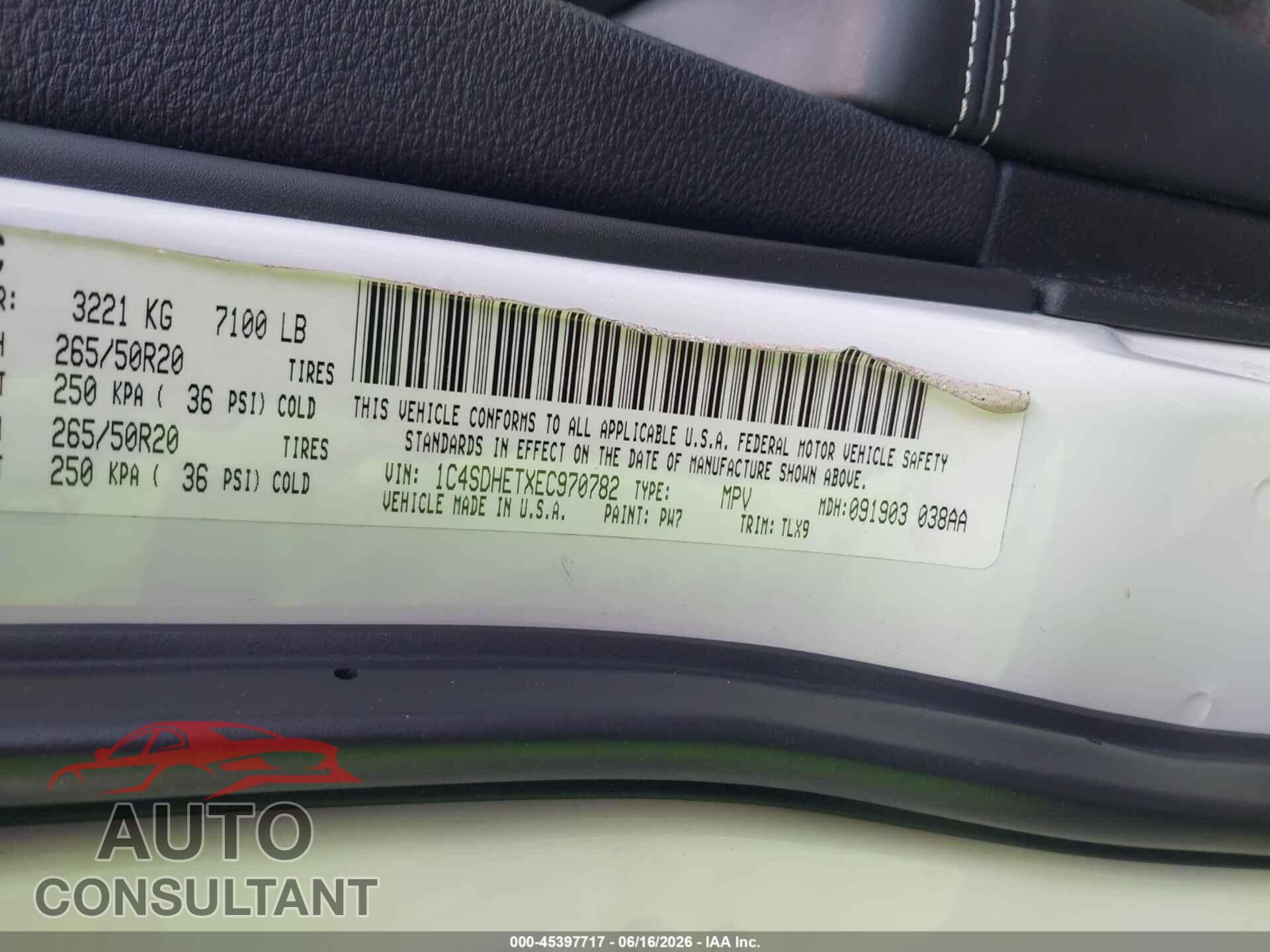 DODGE DURANGO 2014 - 1C4SDHETXEC970782