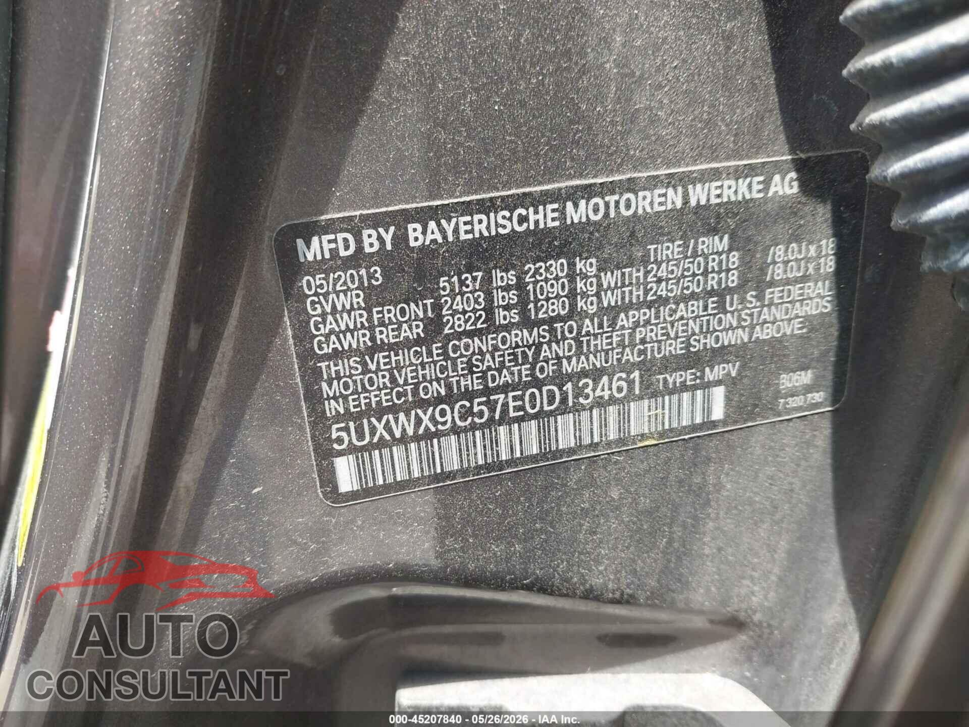 BMW X3 2014 - 5UXWX9C57E0D13461