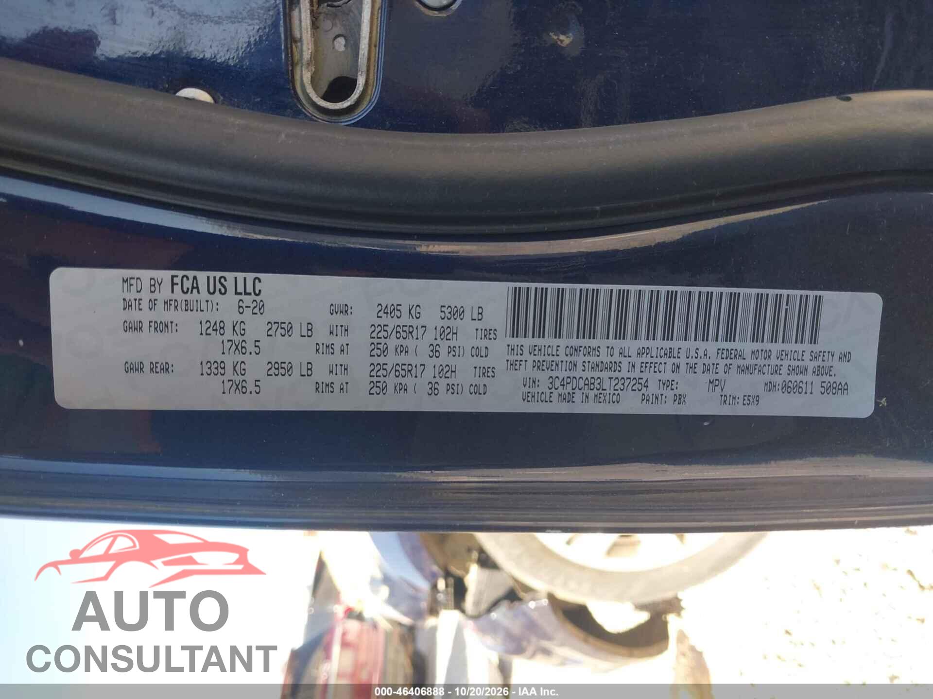 DODGE JOURNEY 2020 - 3C4PDCAB3LT237254