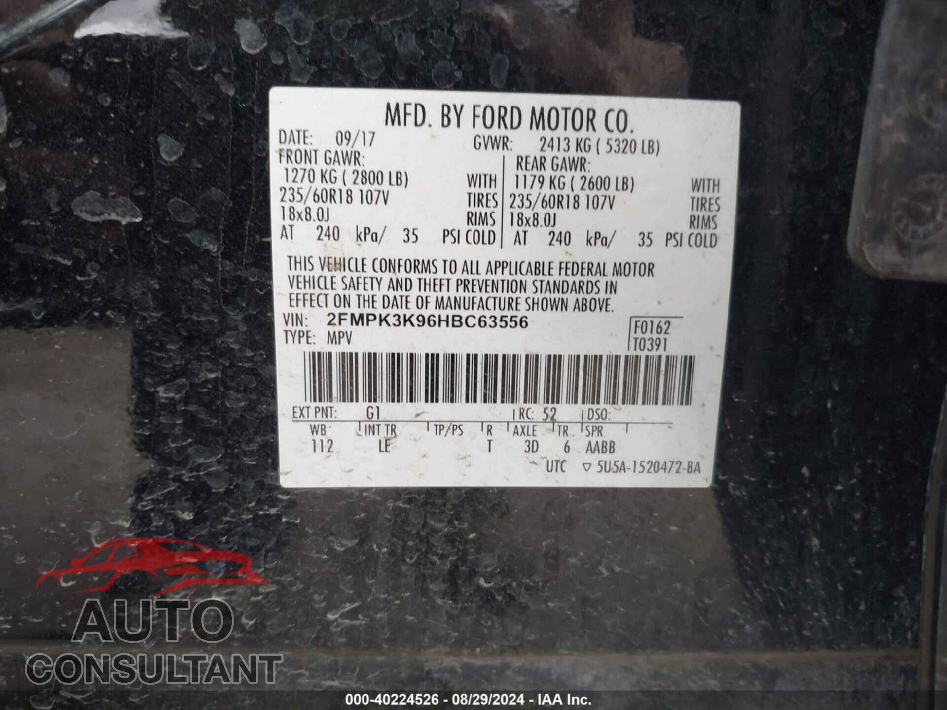 FORD EDGE 2017 - 2FMPK3K96HBC63556