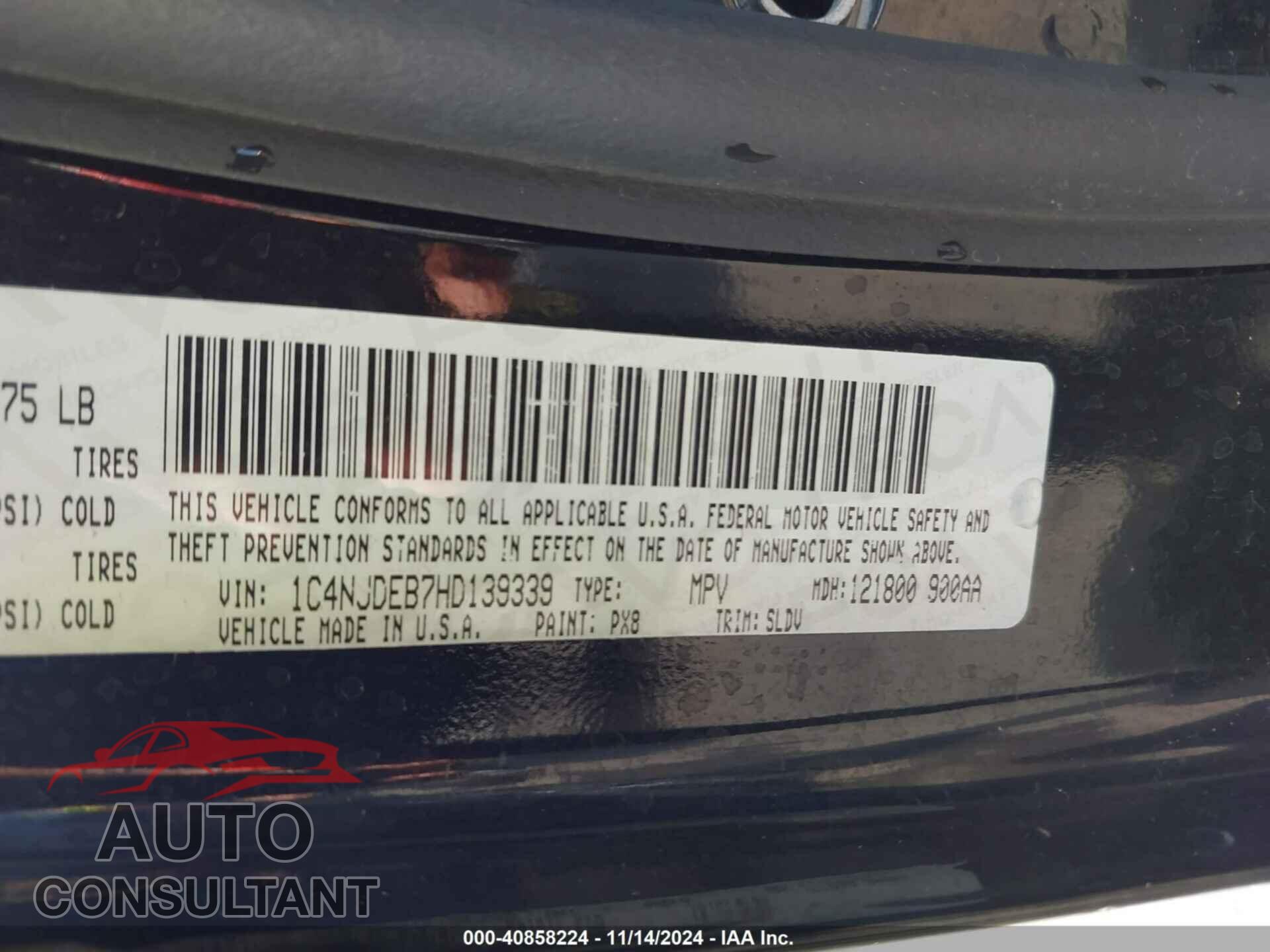 JEEP COMPASS 2017 - 1C4NJDEB7HD139339
