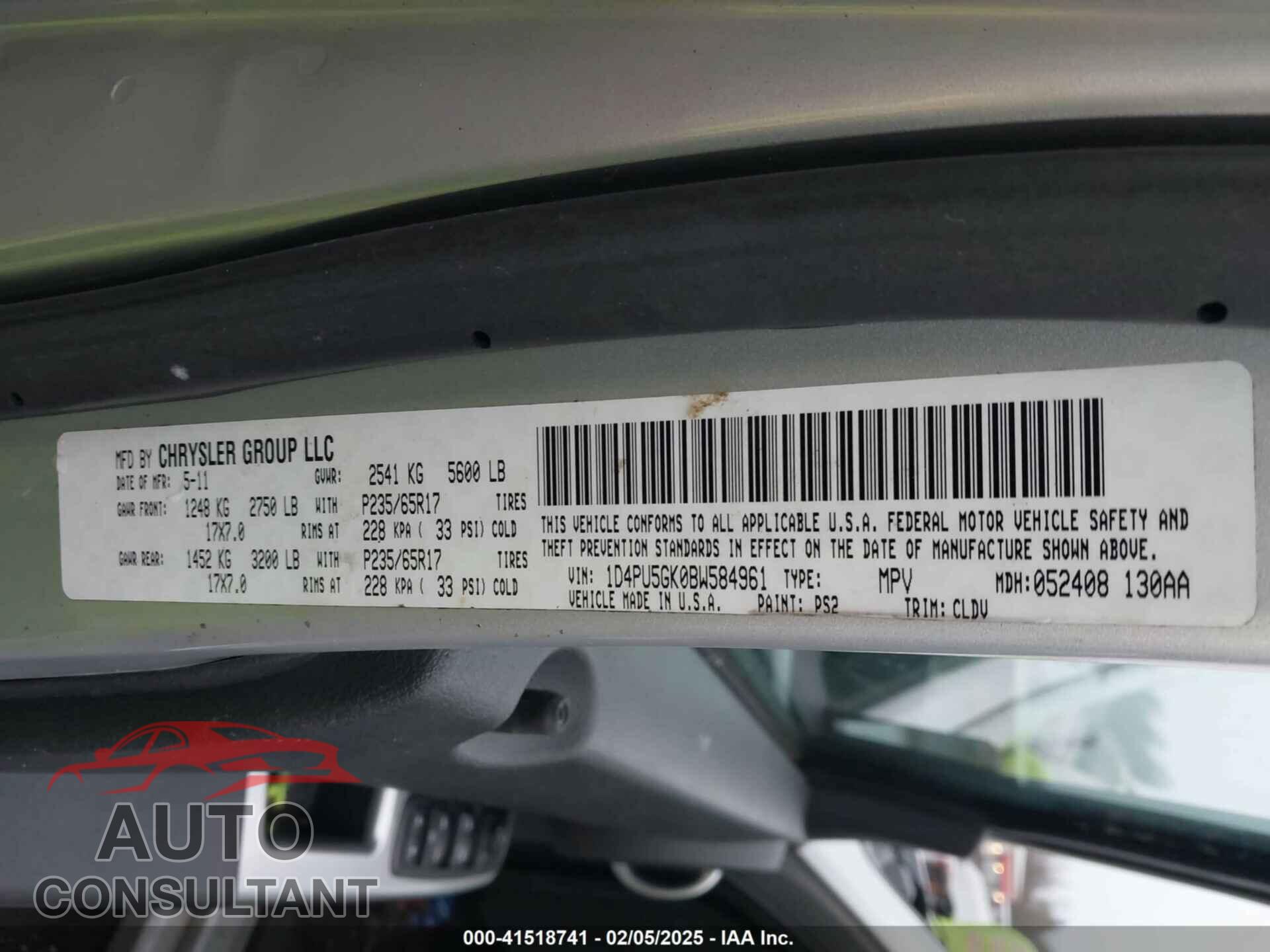 DODGE NITRO 2011 - 1D4PU5GK0BW584961
