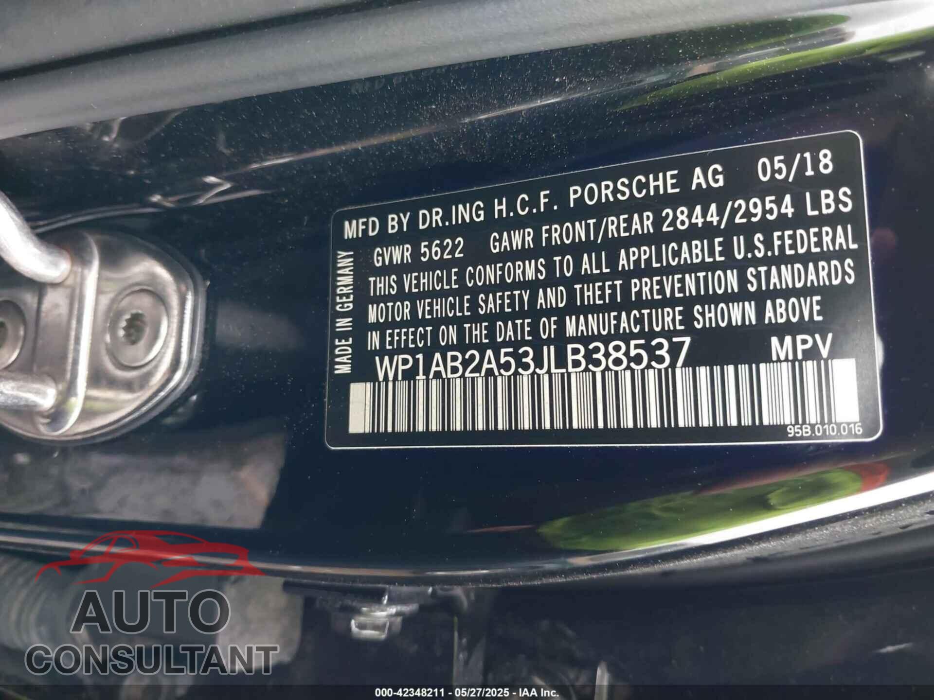 PORSCHE MACAN 2018 - WP1AB2A53JLB38537