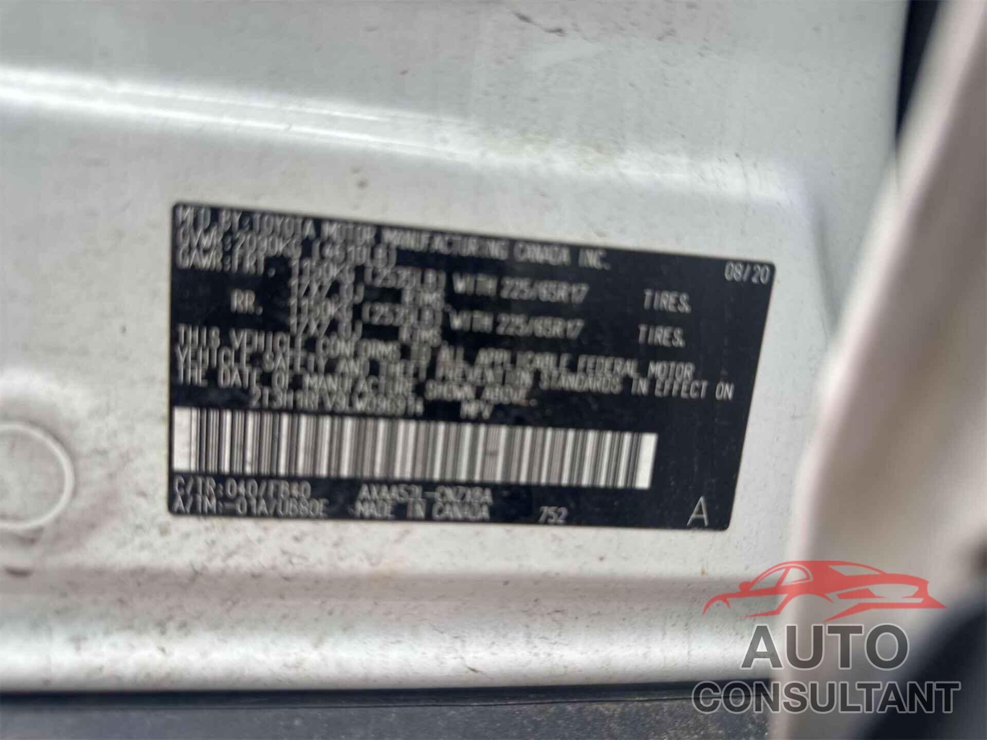 TOYOTA RAV4 2020 - 2T3H1RFV9LW096914