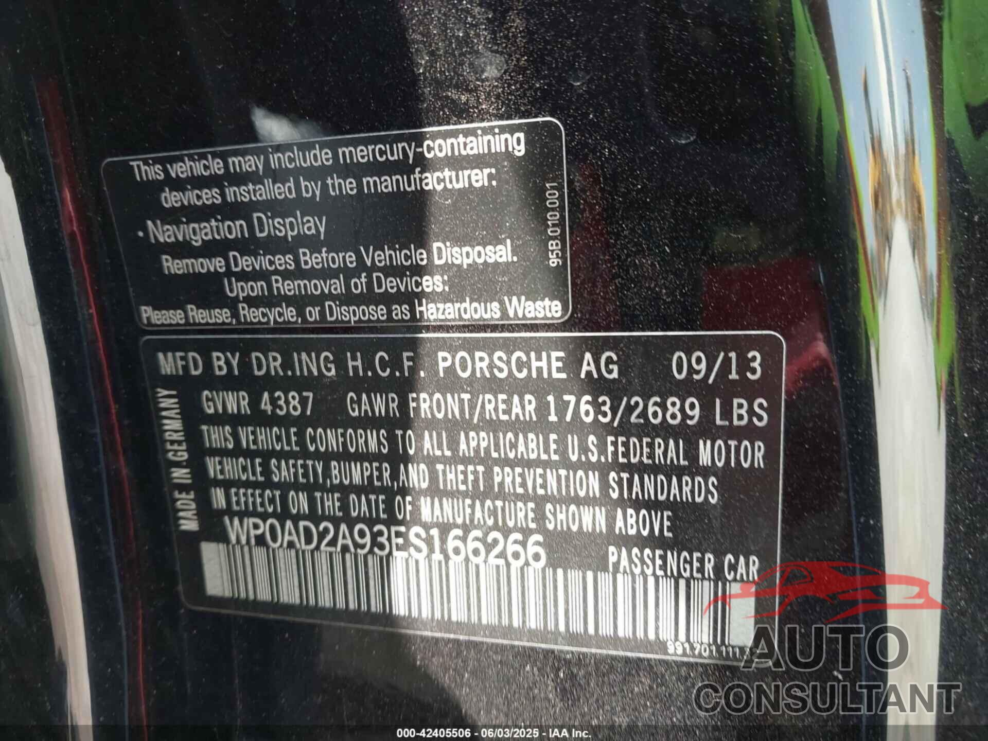 PORSCHE 911 2014 - WP0AD2A93ES166266