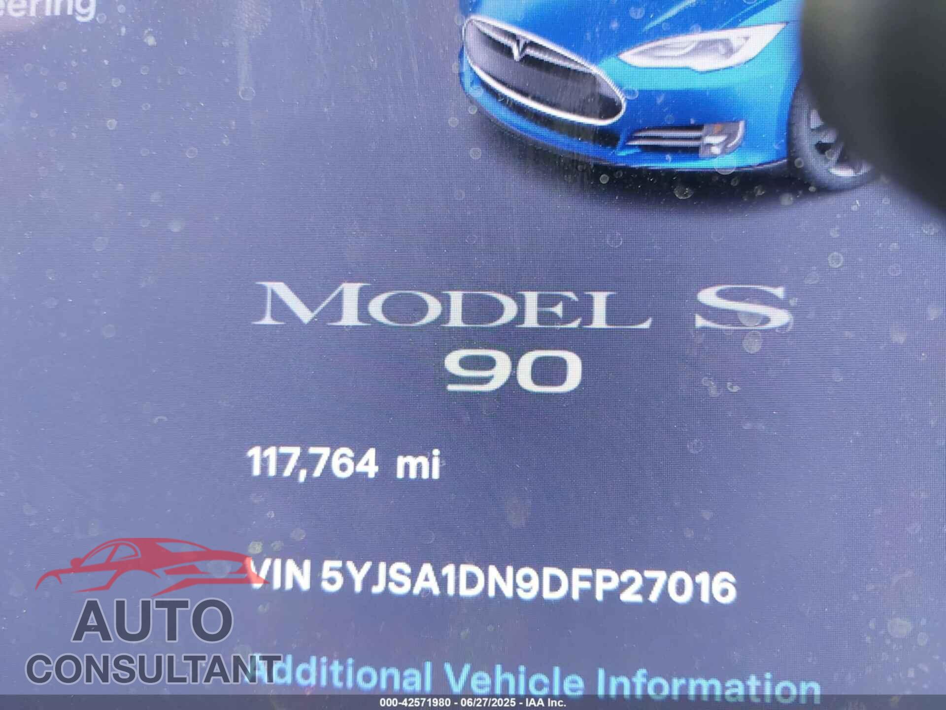 TESLA MODEL S 2013 - 5YJSA1DN9DFP27016