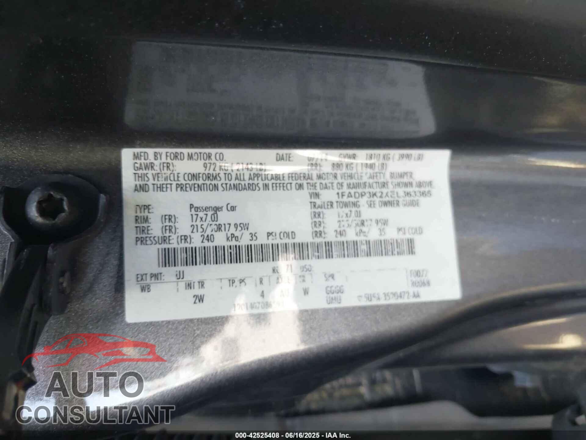 FORD FOCUS 2014 - 1FADP3K2XEL363365
