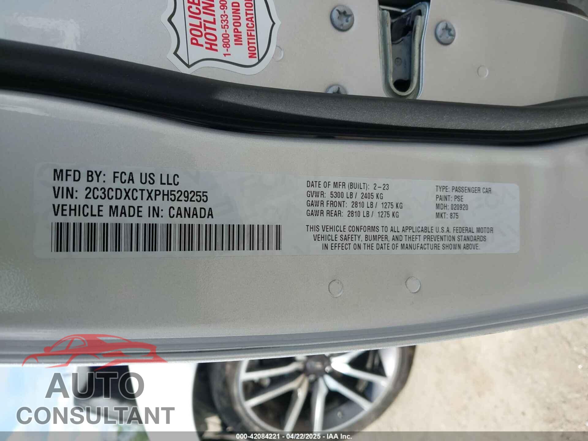 DODGE CHARGER 2023 - 2C3CDXCTXPH529255