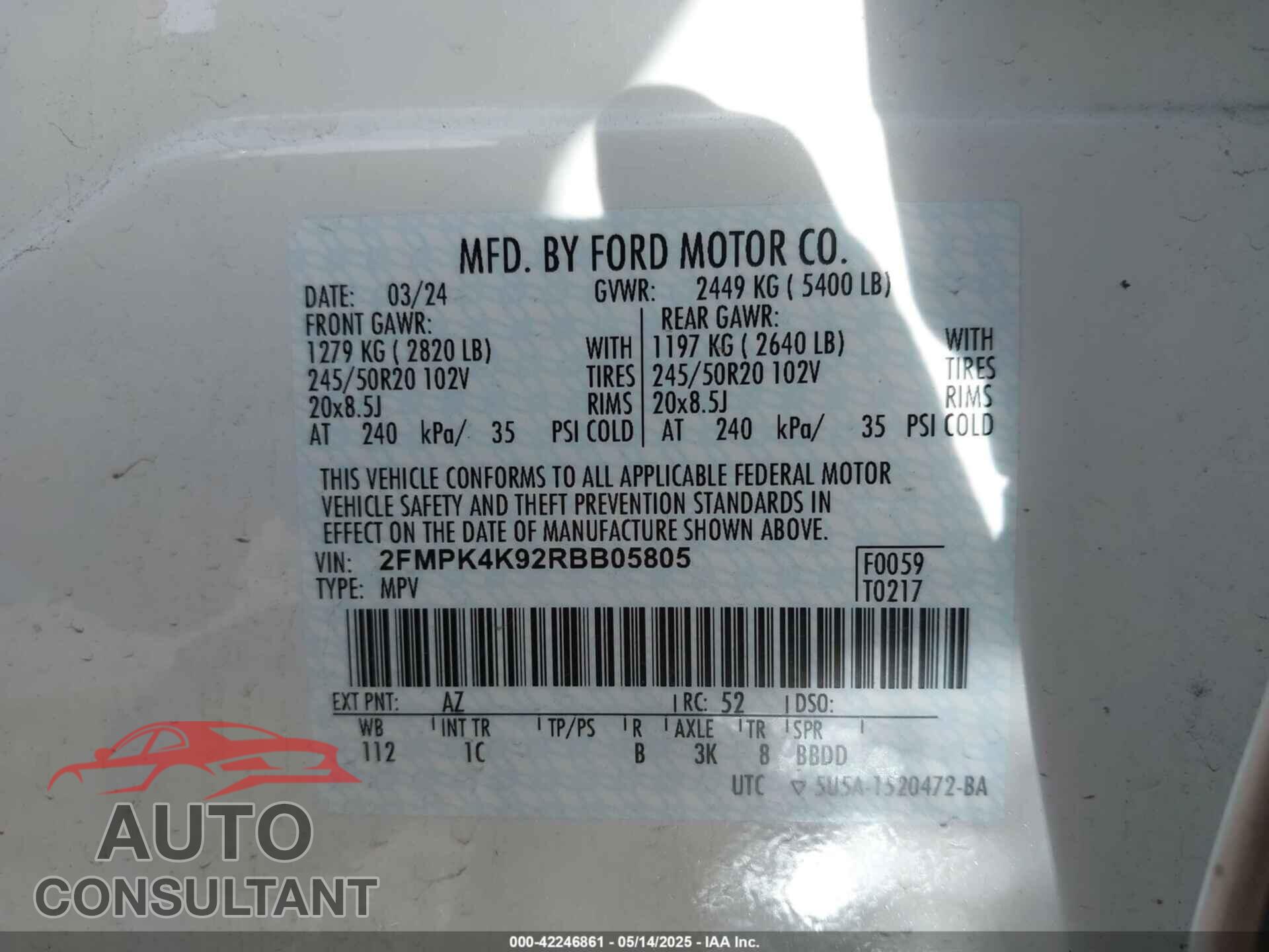 FORD EDGE 2024 - 2FMPK4K92RBB05805