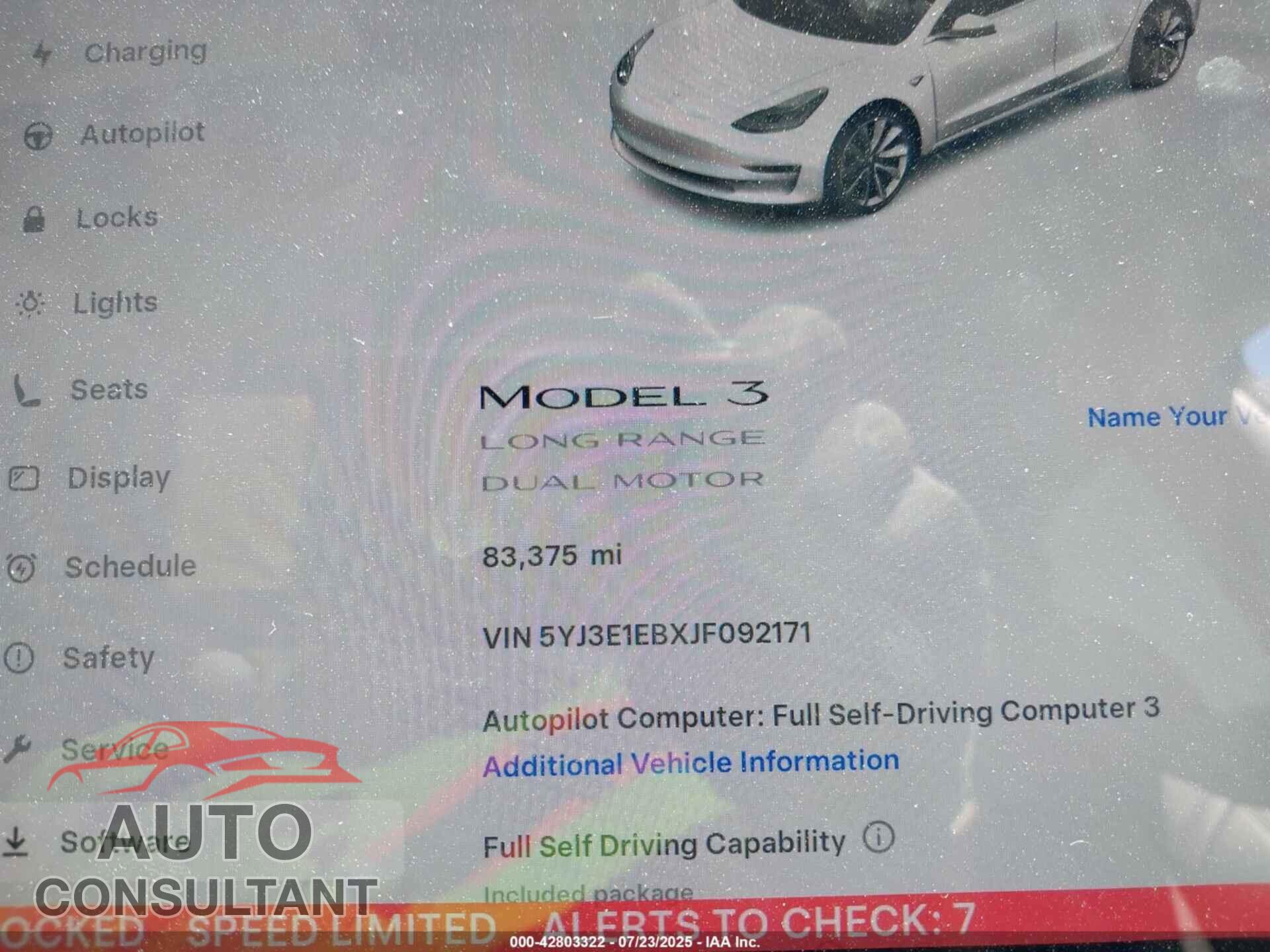 TESLA MODEL 3 2018 - 5YJ3E1EBXJF092171