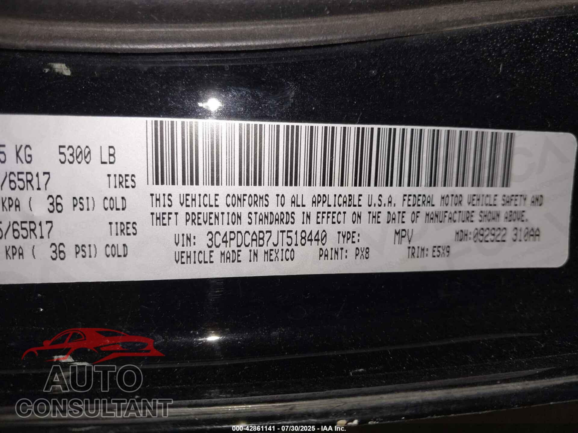 DODGE JOURNEY 2018 - 3C4PDCAB7JT518440