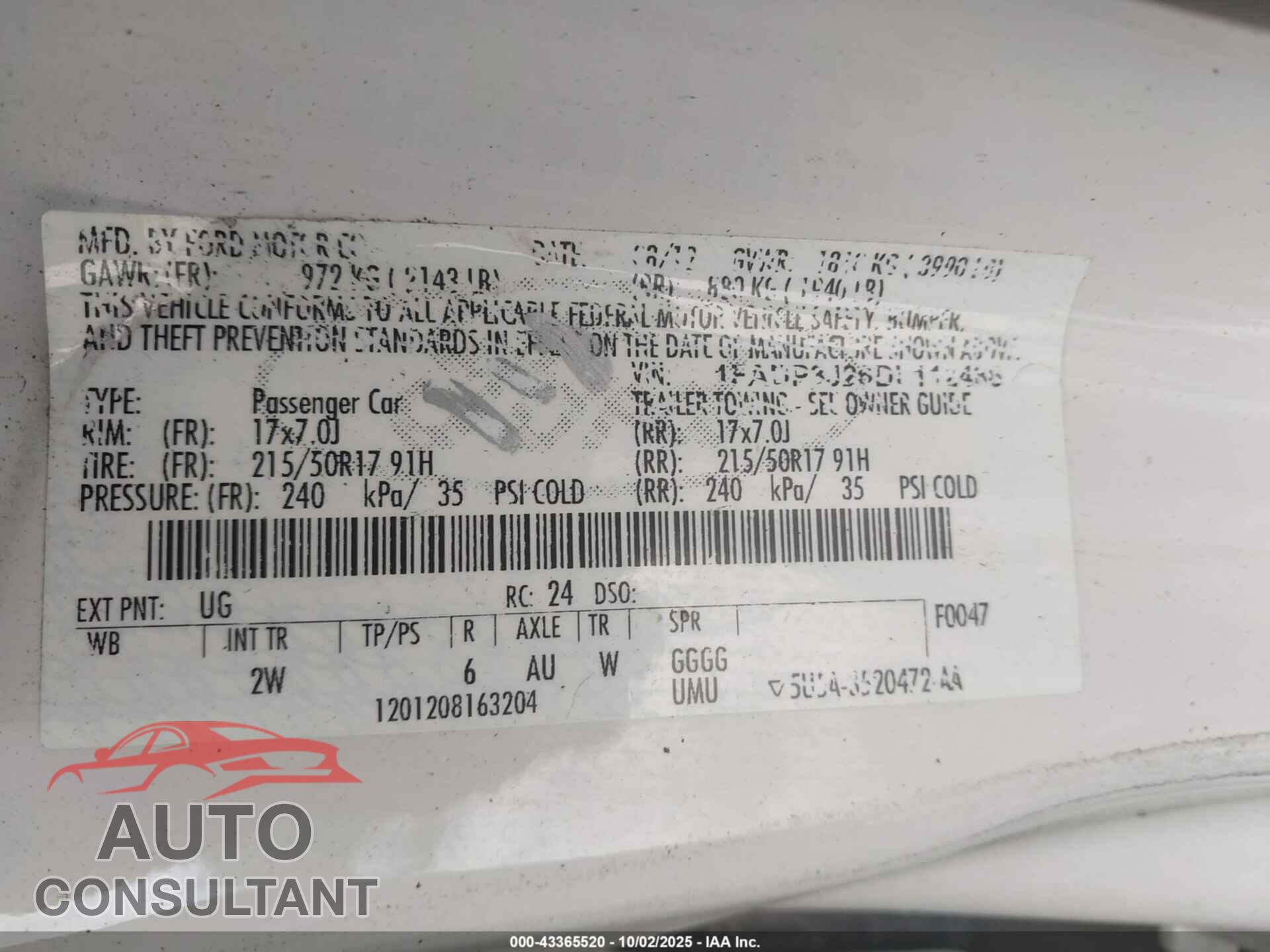 FORD FOCUS 2013 - 1FADP3J26DL112486