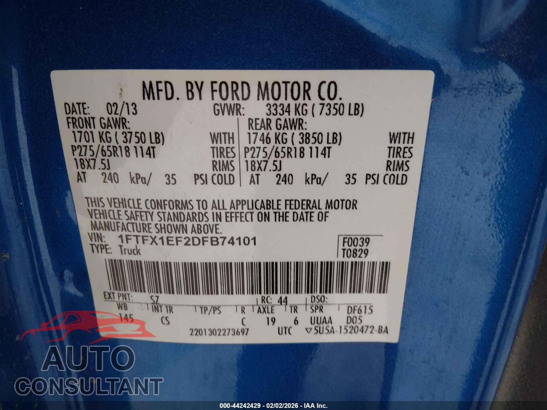 FORD F-150 2013 - 1FTFX1EF2DFB74101
