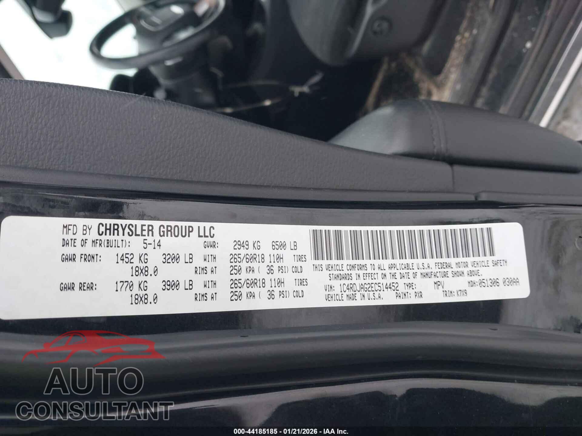 DODGE DURANGO 2014 - 1C4RDJAG2EC514452