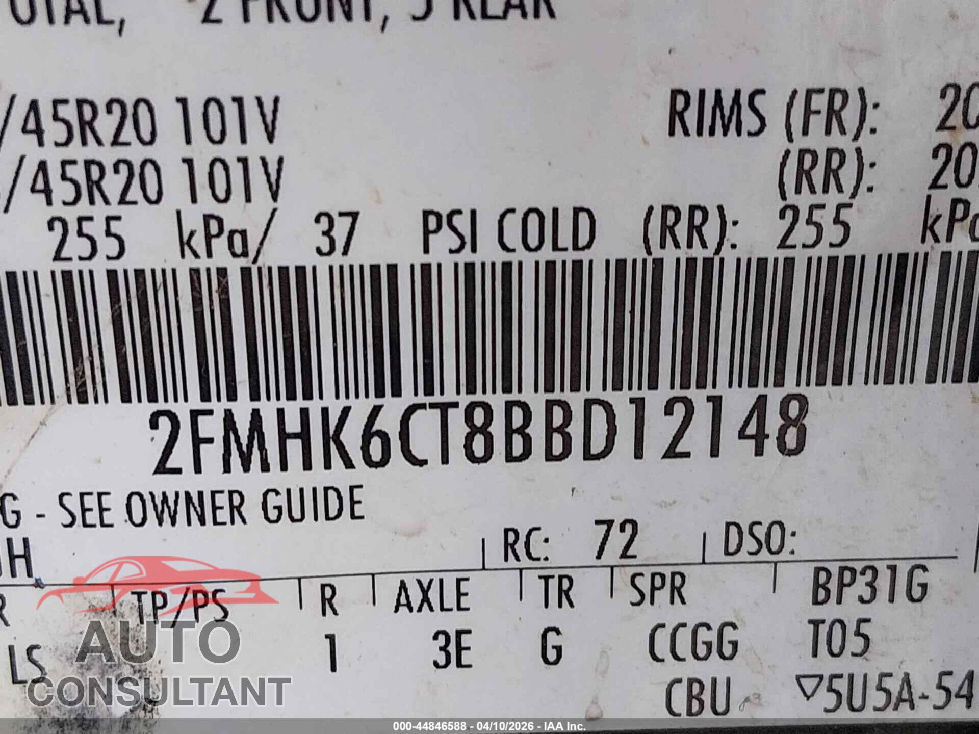 FORD FLEX 2011 - 2FMHK6CT8BBD12148