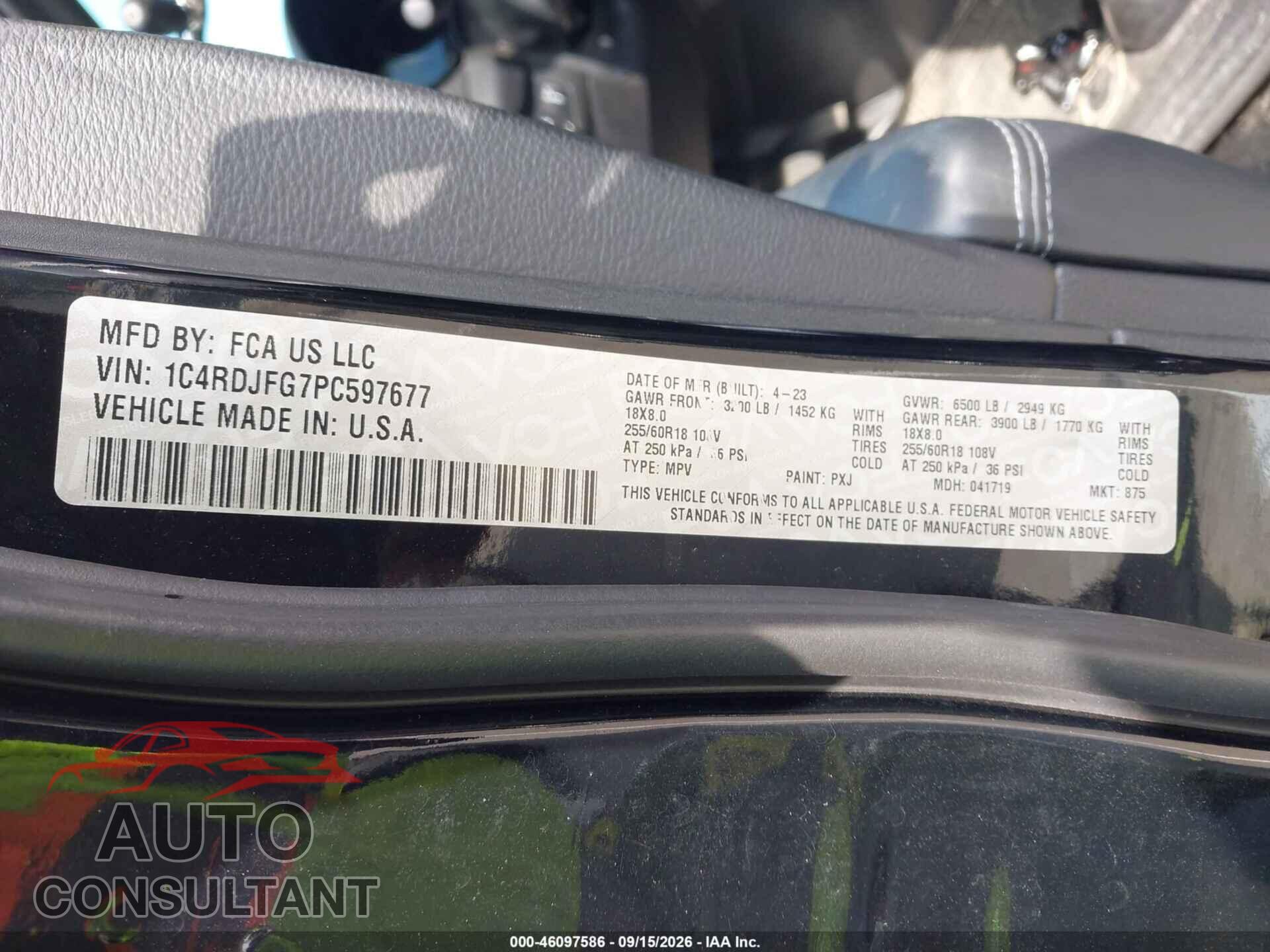 DODGE DURANGO 2023 - 1C4RDJFG7PC597677