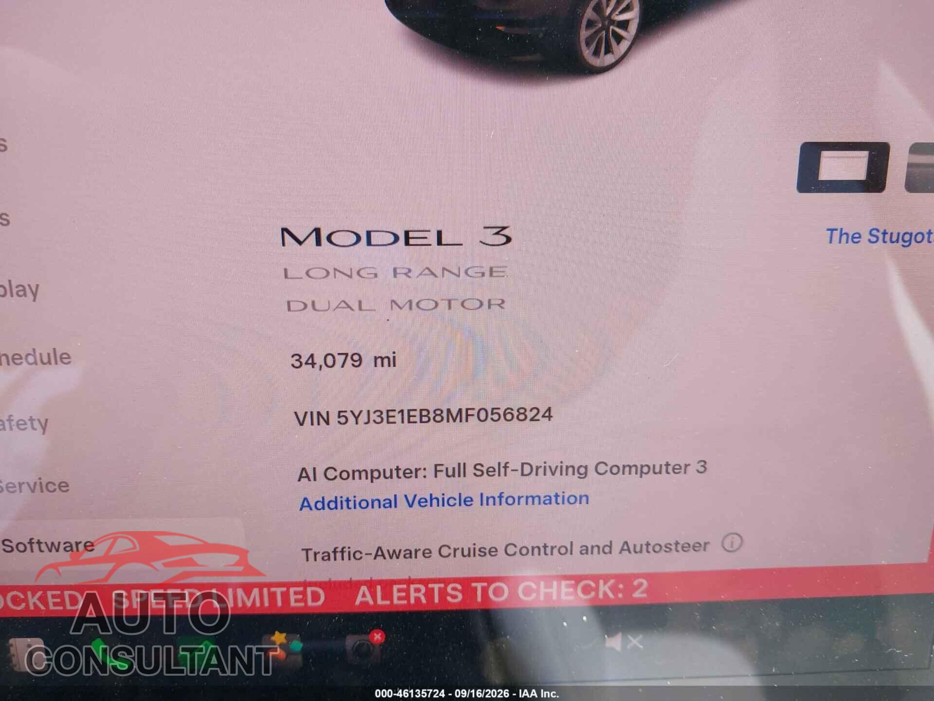 TESLA MODEL 3 2021 - 5YJ3E1EB8MF056824