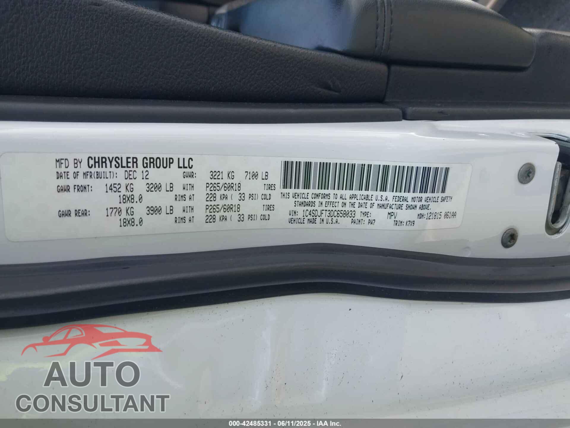 DODGE DURANGO 2013 - 1C4SDJFT3DC658033