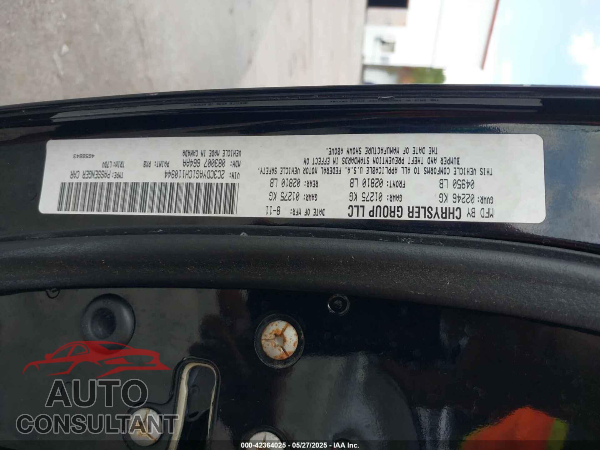DODGE CHALLENGER 2012 - 2C3CDYAG1CH110944