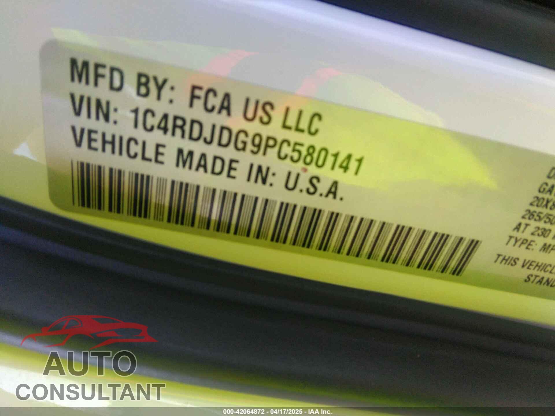DODGE DURANGO 2023 - 1C4RDJDG9PC580141