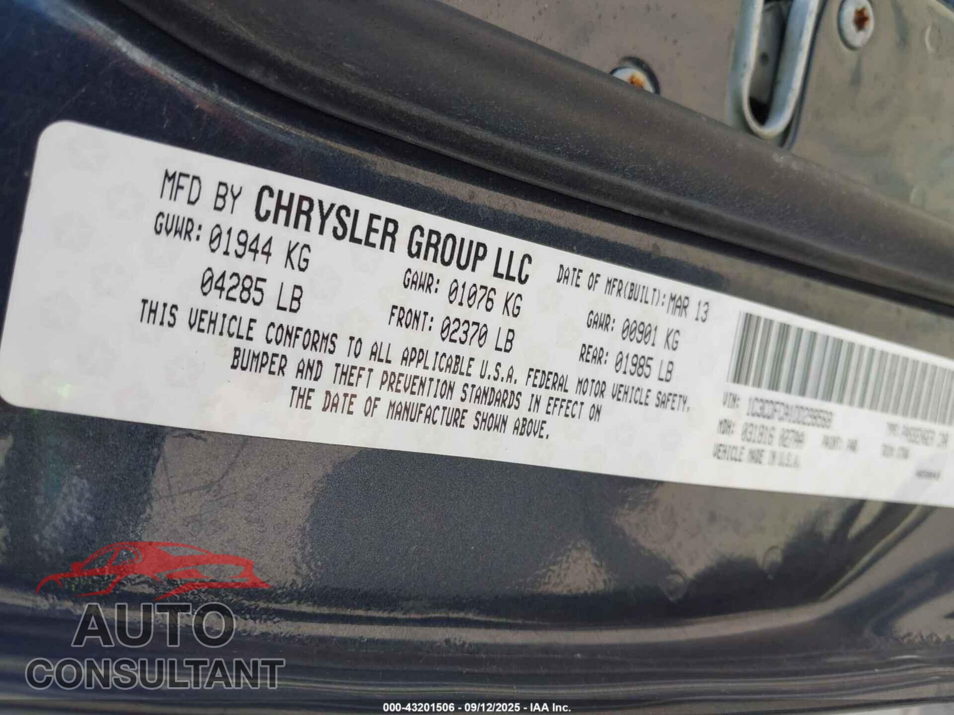 DODGE DART 2013 - 1C3CDFCA1DD298568