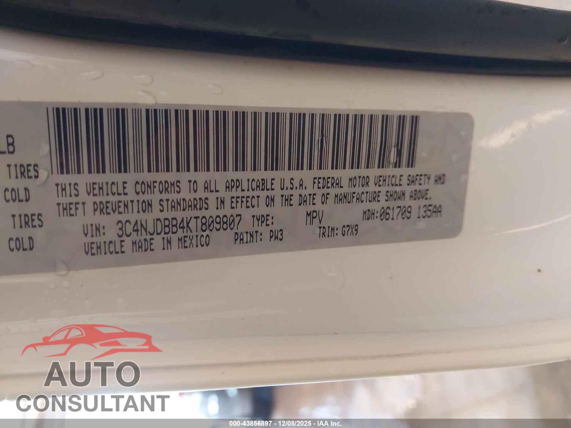 JEEP COMPASS 2019 - 3C4NJDBB4KT809807