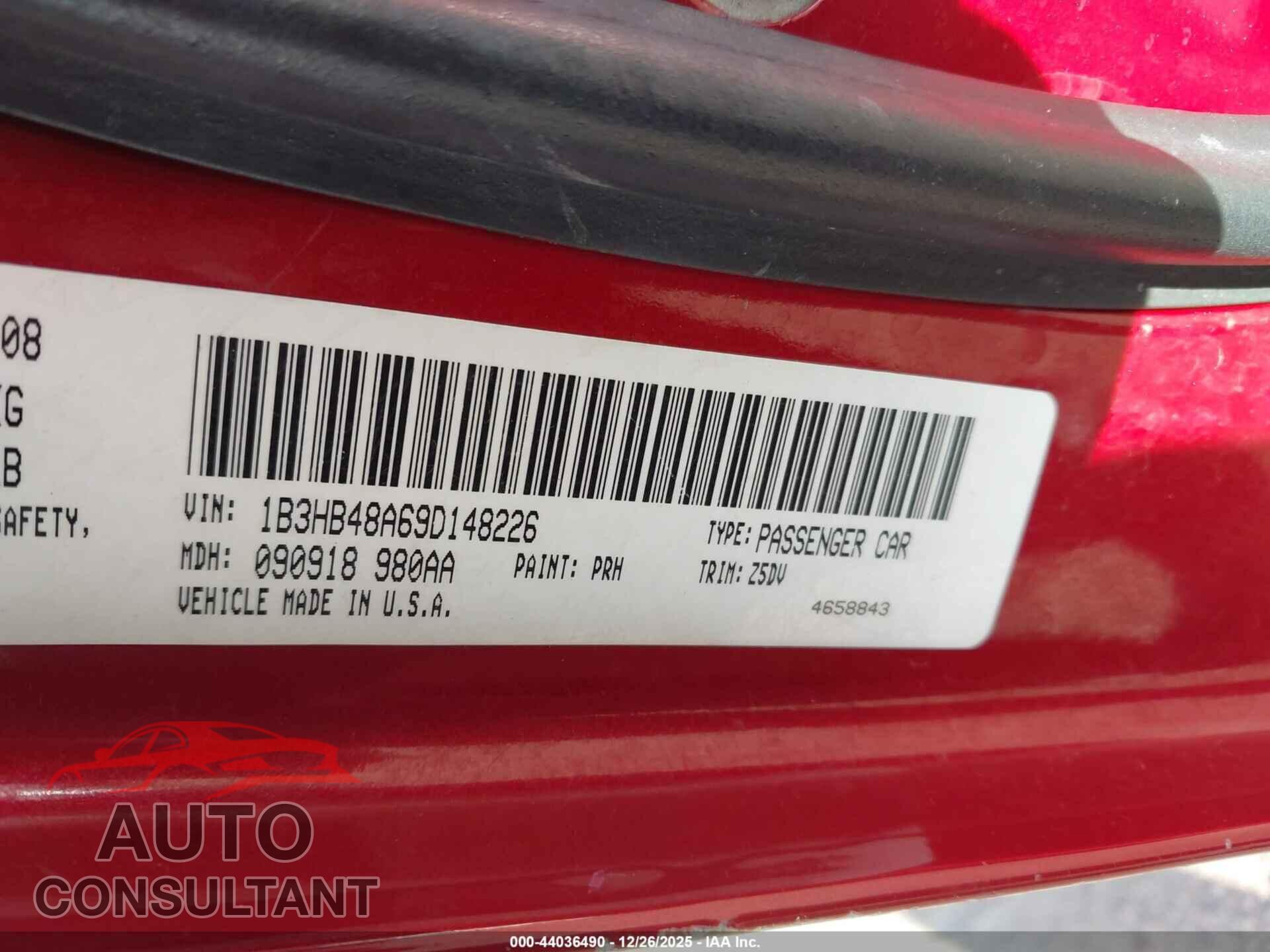 DODGE CALIBER 2009 - 1B3HB48A69D148226