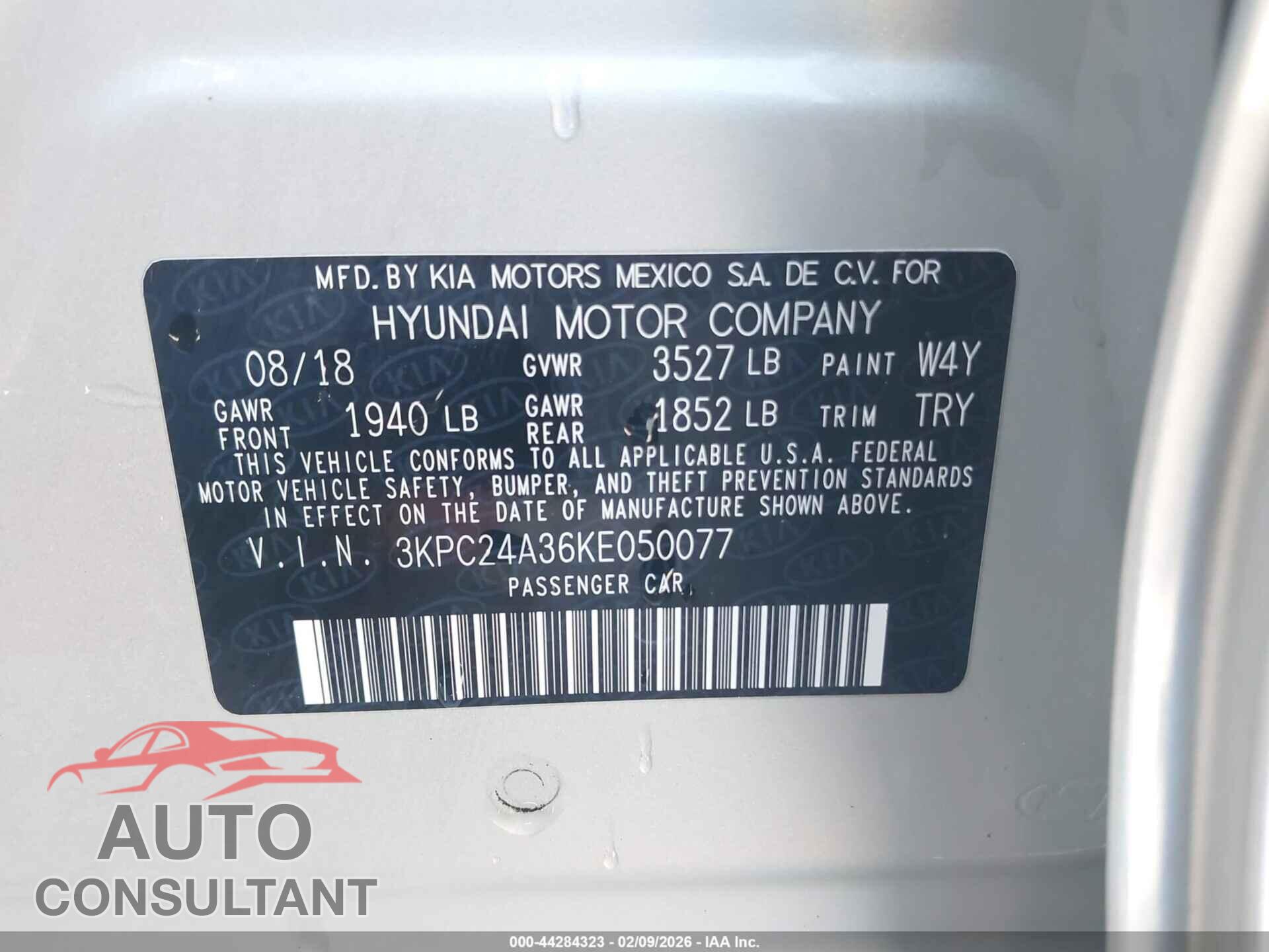 HYUNDAI ACCENT 2019 - 3KPC24A36KE050077