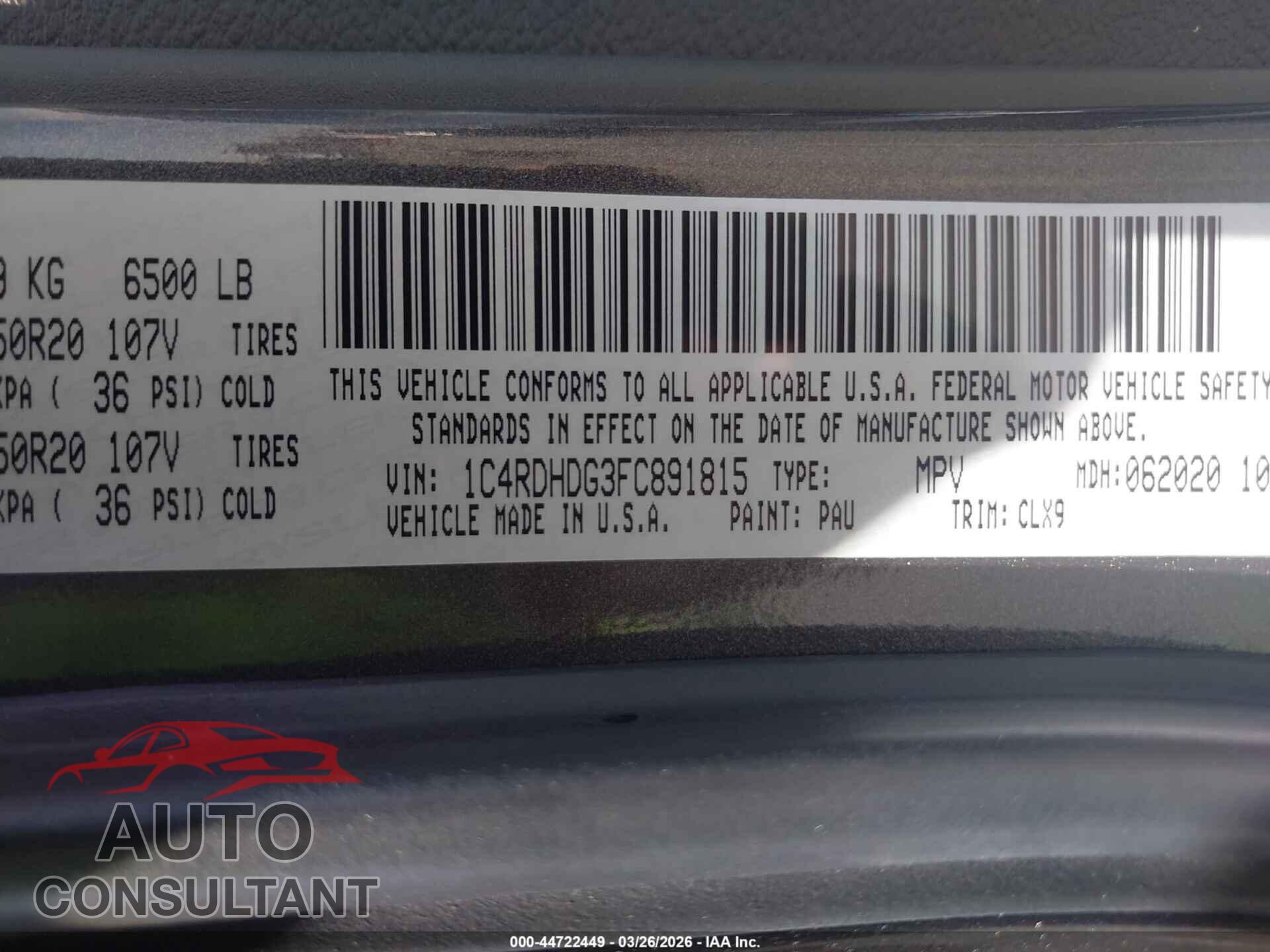 DODGE DURANGO 2015 - 1C4RDHDG3FC891815