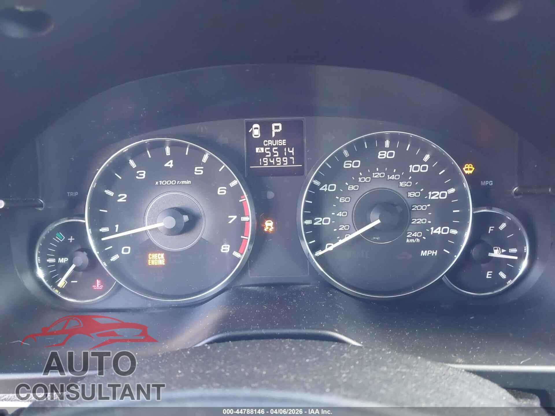 SUBARU OUTBACK 2012 - 4S4BRBCC1C3226742