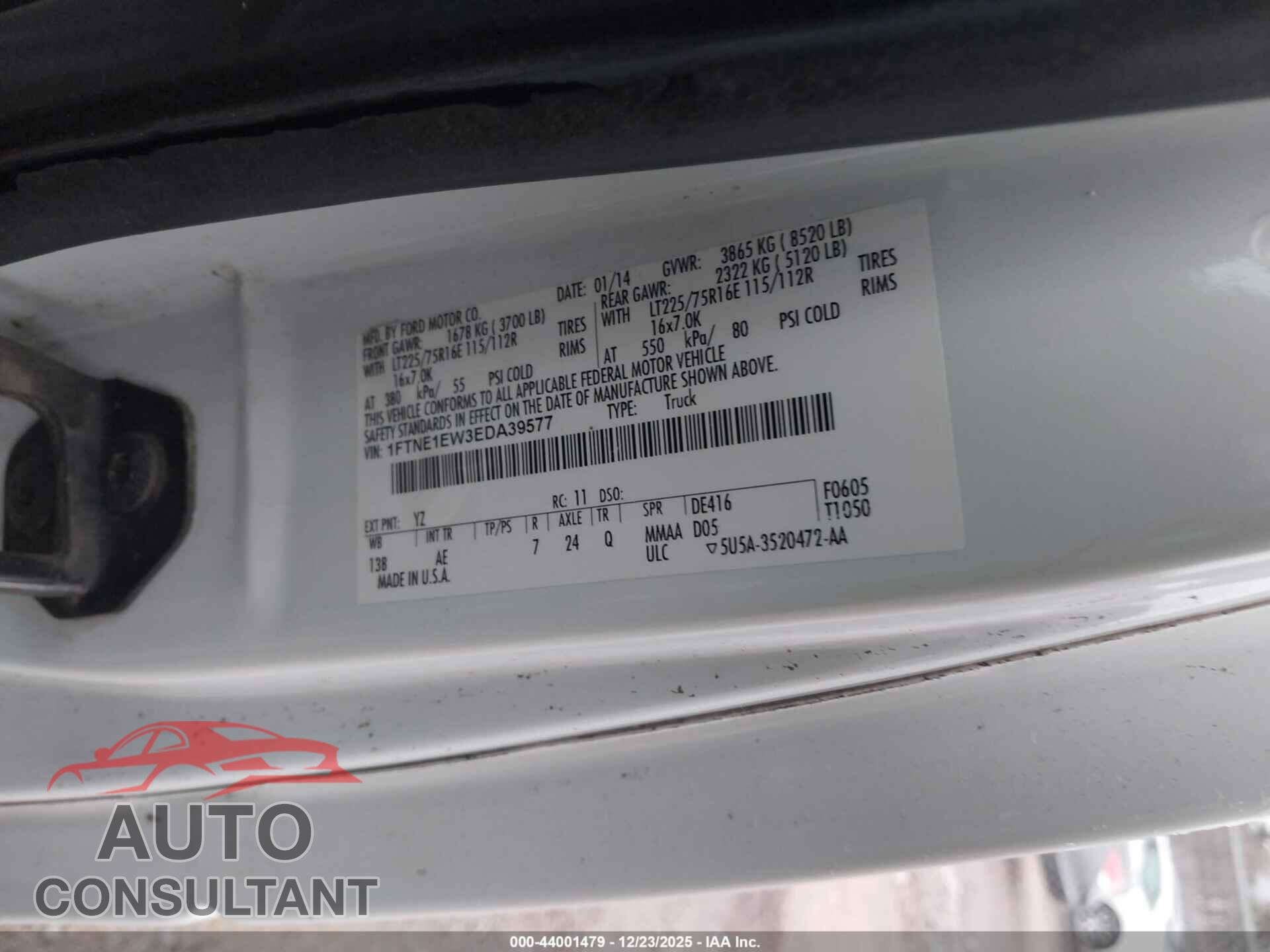 FORD E-150 2014 - 1FTNE1EW3EDA39577