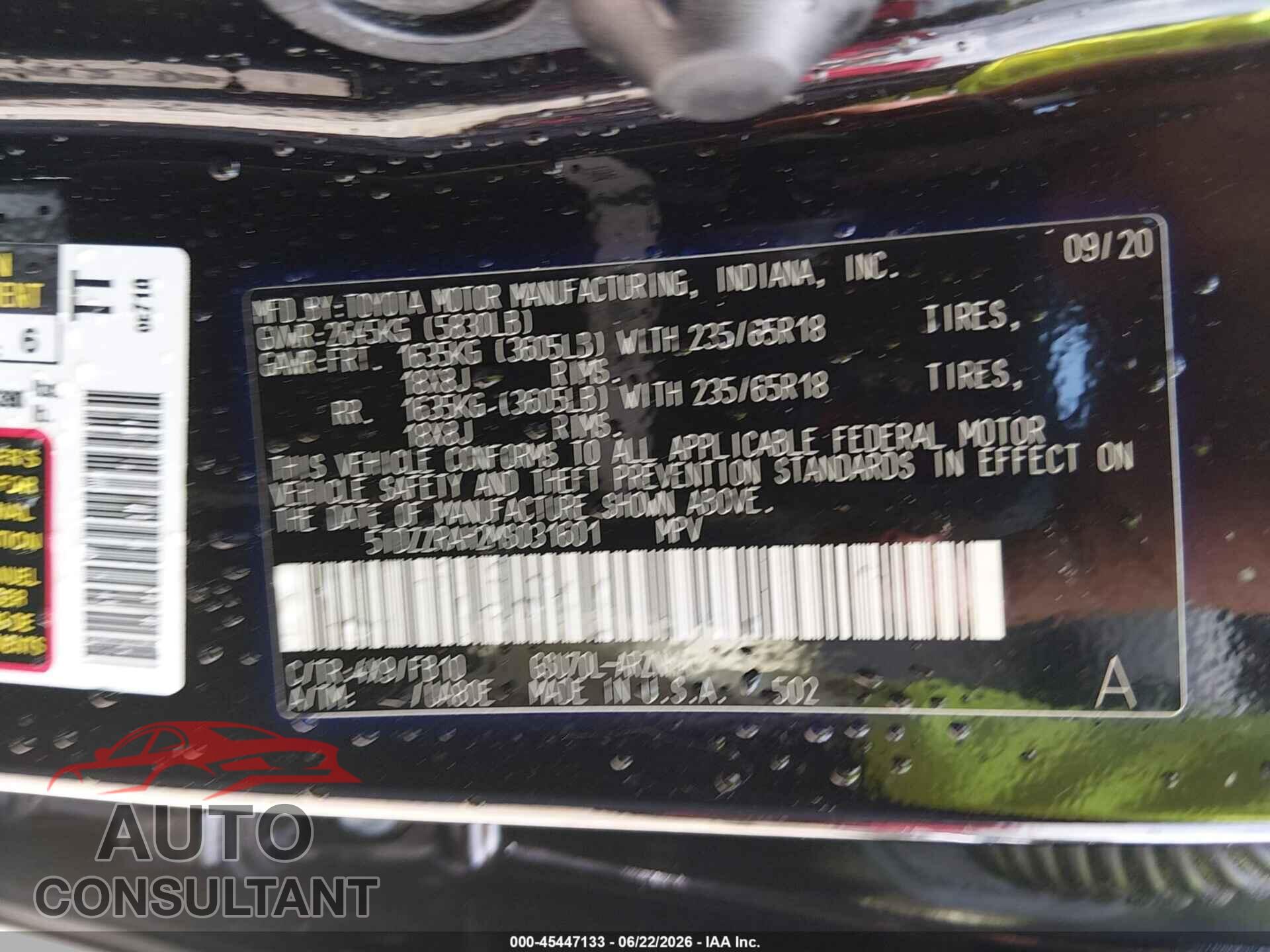TOYOTA HIGHLANDER 2021 - 5TDZZRAH2MS031601