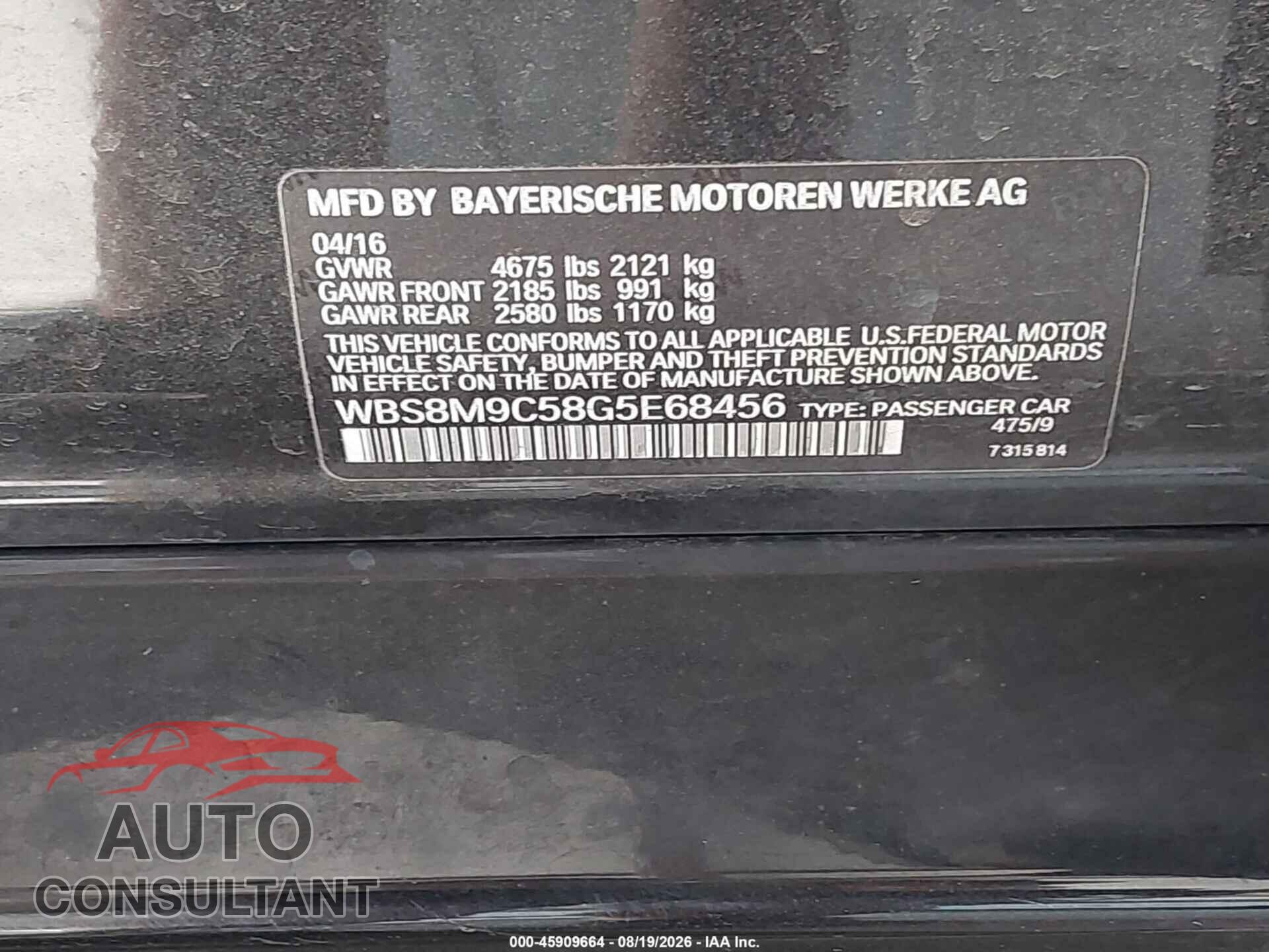 BMW M3 2016 - WBS8M9C58G5E68456