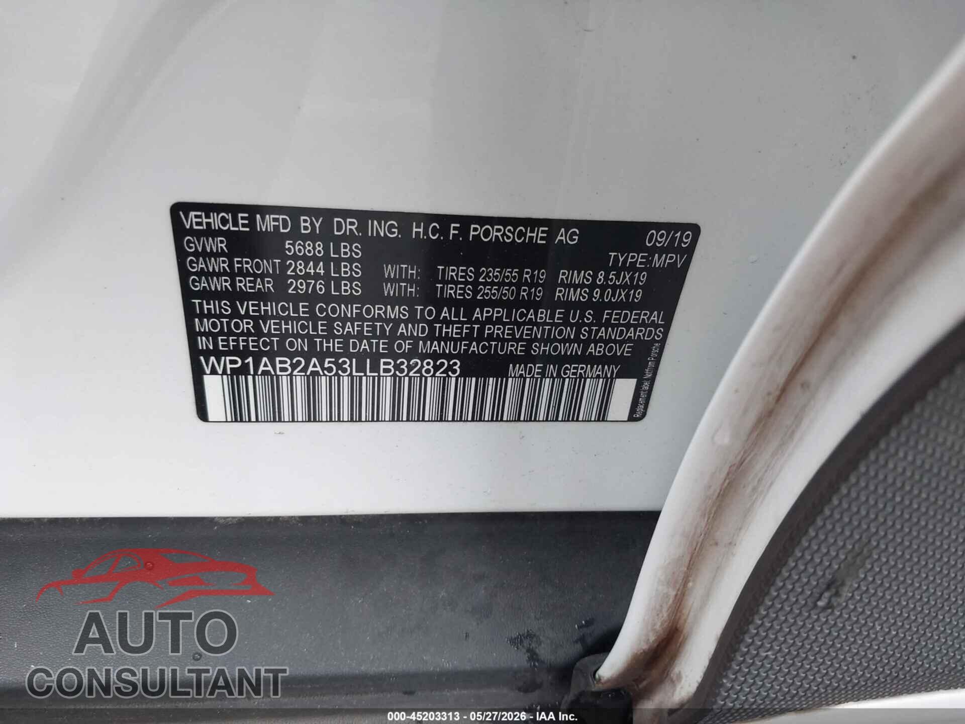 PORSCHE MACAN 2020 - WP1AB2A53LLB32823